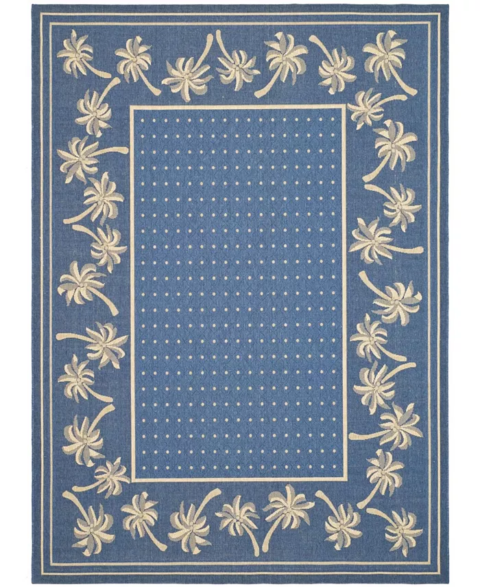 Safavieh Courtyard Blue and Ivory 8' x 11' Outdoor Area Rug