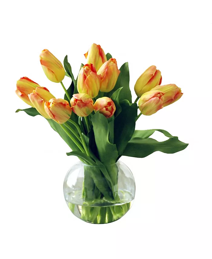 Winward Silks Permanent Botanicals Tulip in Bubble Bowl