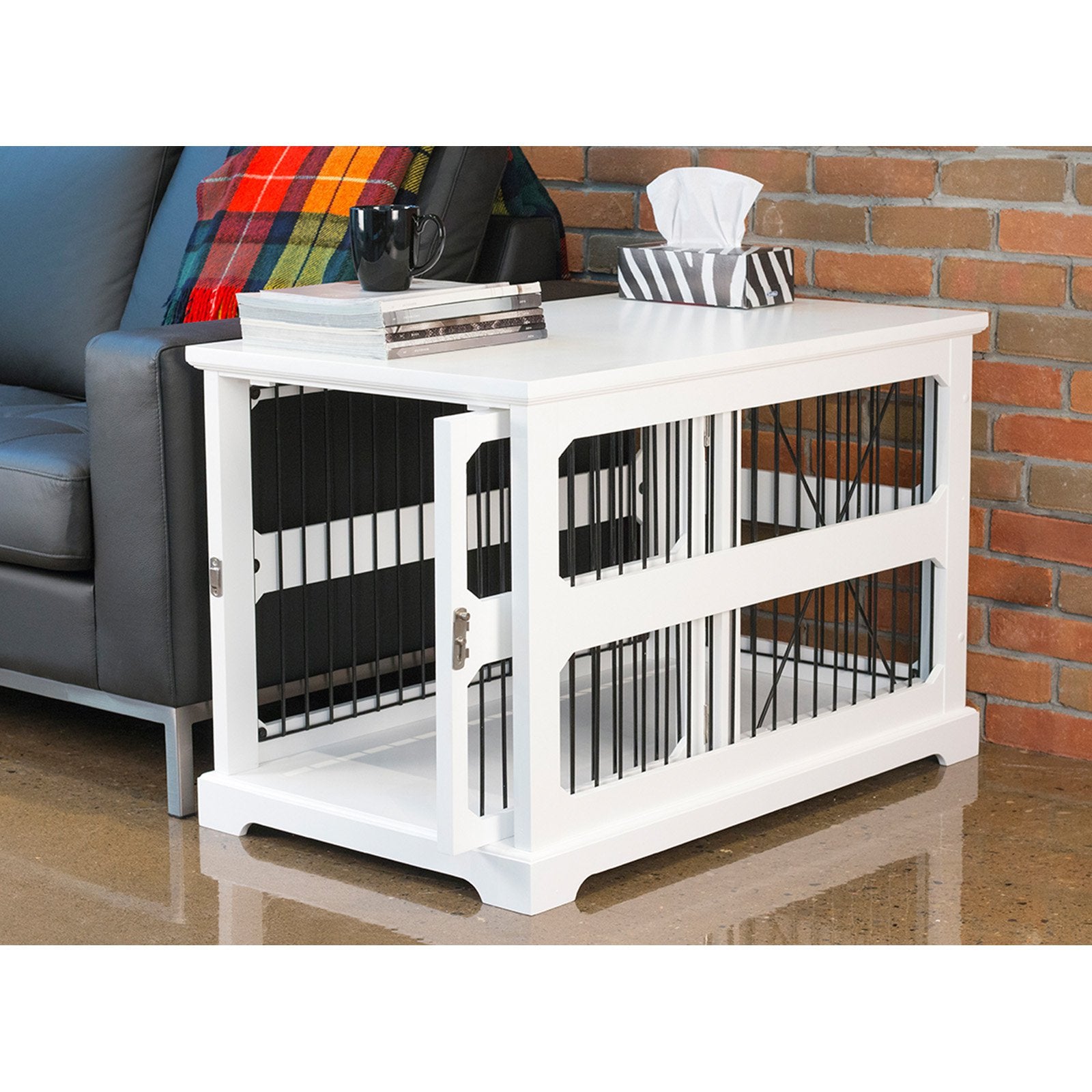 Merry Products Slide Aside Crate And End Table， White， Medium