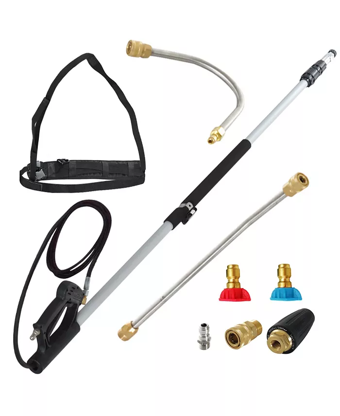Outsunny 18' High Pressure Power Washer Telescoping Lance Extension Wand with 3 8 Inch Quick Connection， 2 Spray Nozzle Tips， 2 Wand Pivoting Couplers