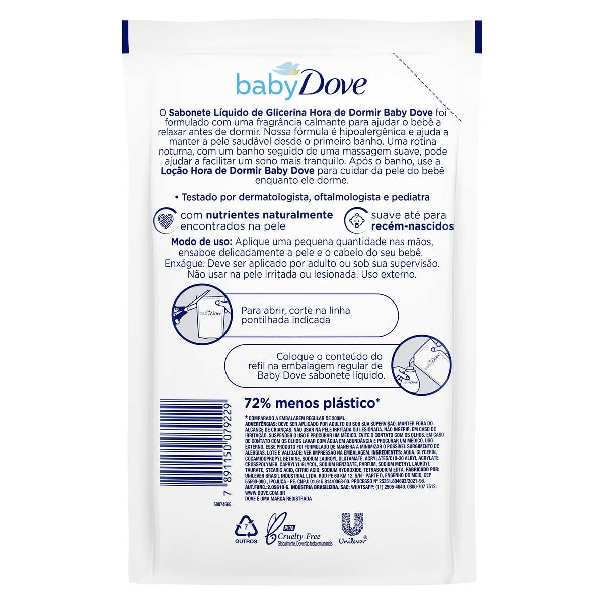 Sabonete Liquido de Glicerina Baby Dove Hora de Dormir 180ml Refil