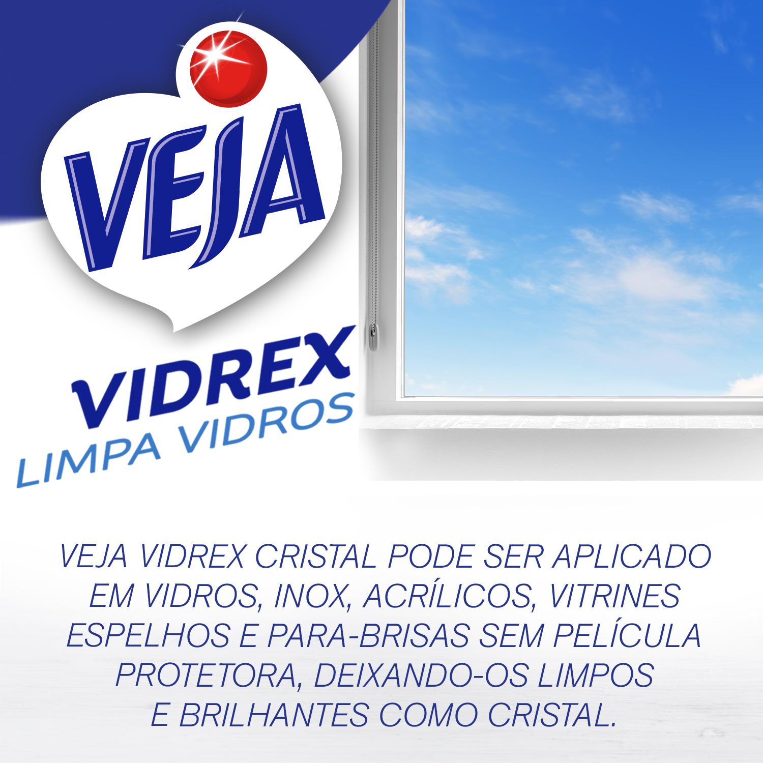 Limpa Vidros Spray Veja Vidrex Cristal 500ml Refil