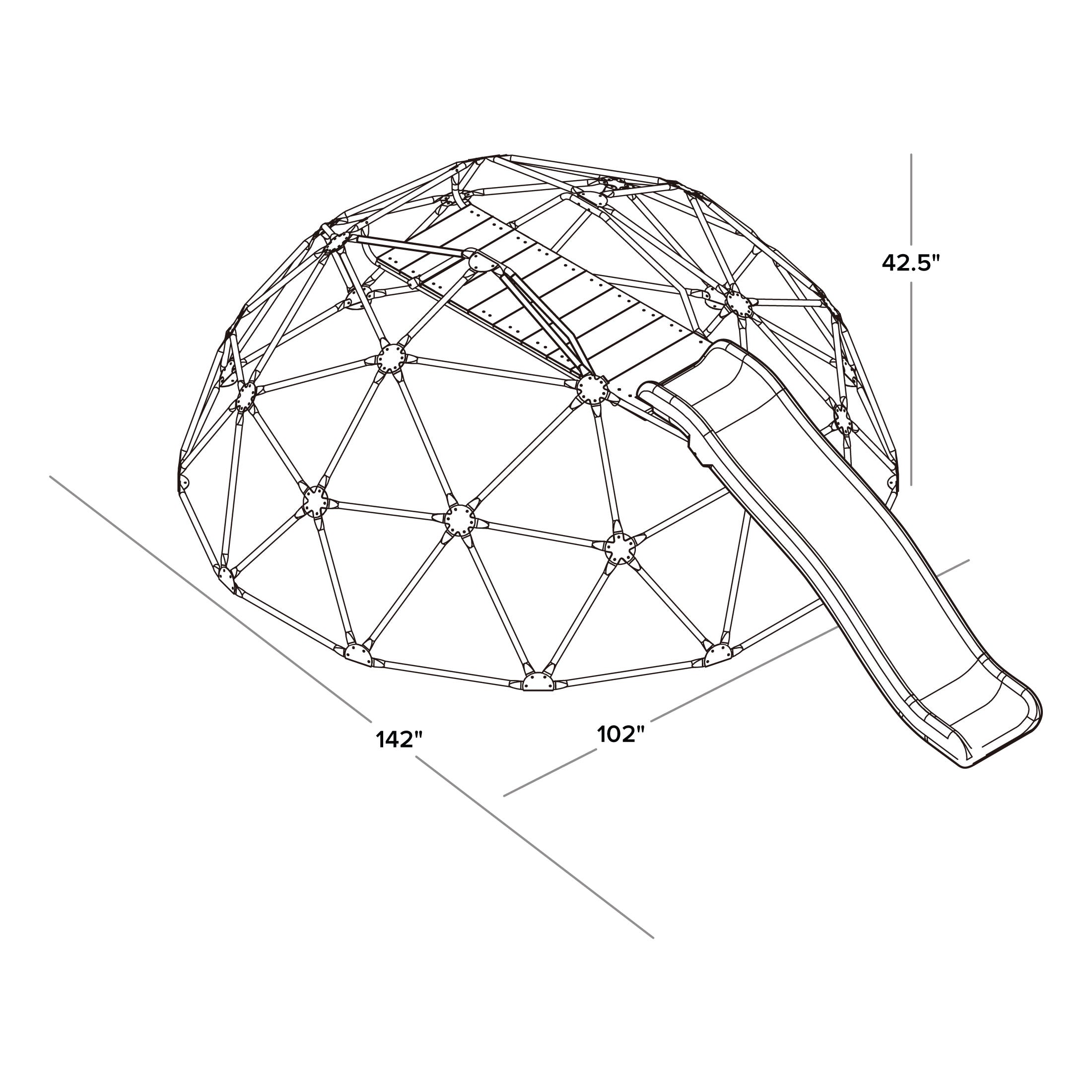 Deluxe 8.5' Diameter Metal Dome Climber with 6ft 1pc Blow Molded Slide