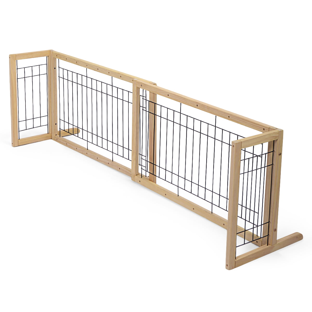 Adjustable Indoor Solid Wood Construction Pet Fence Gate Free Standing Dog Gate
