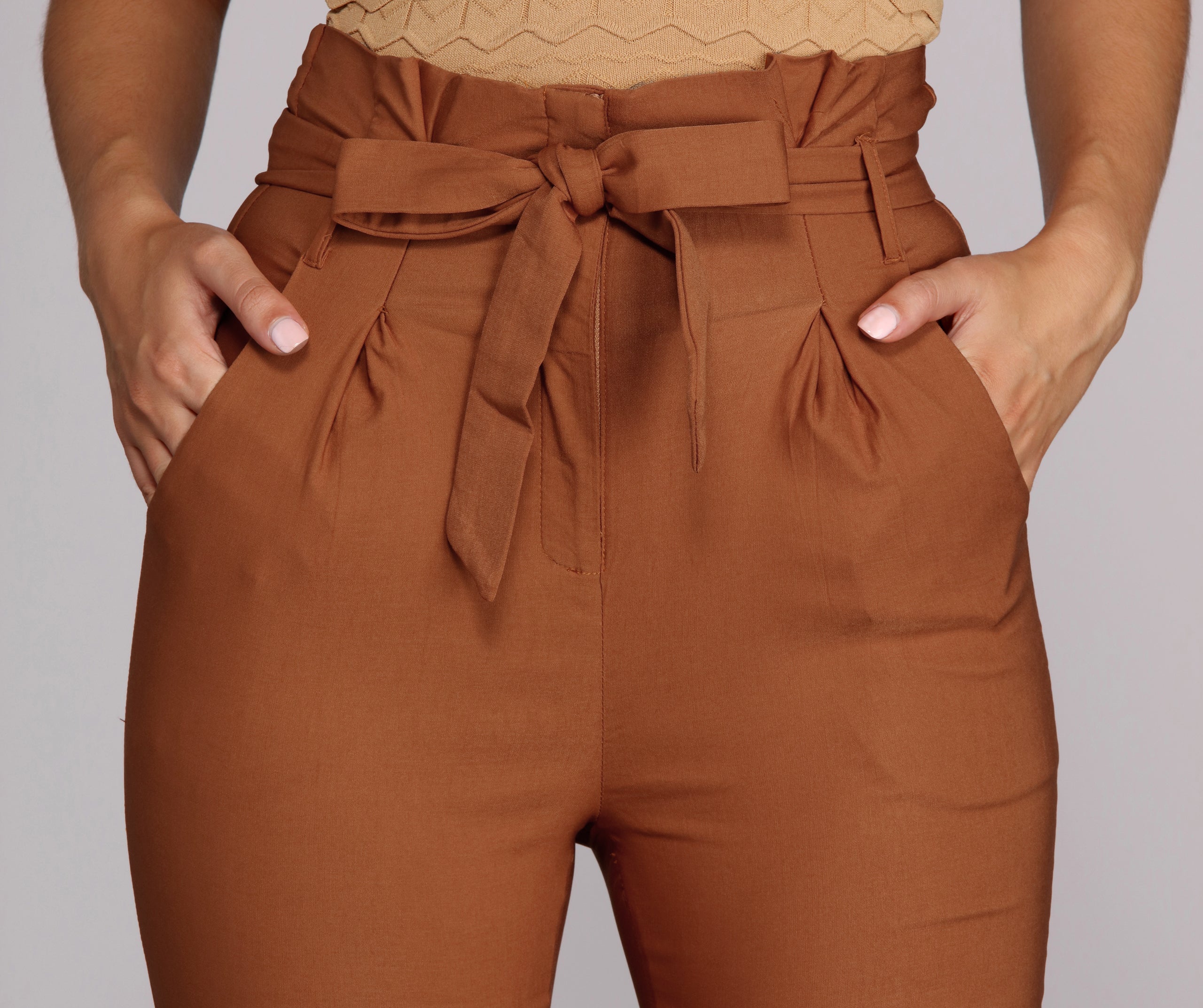 Preppy And Poised Paper Bag Pants