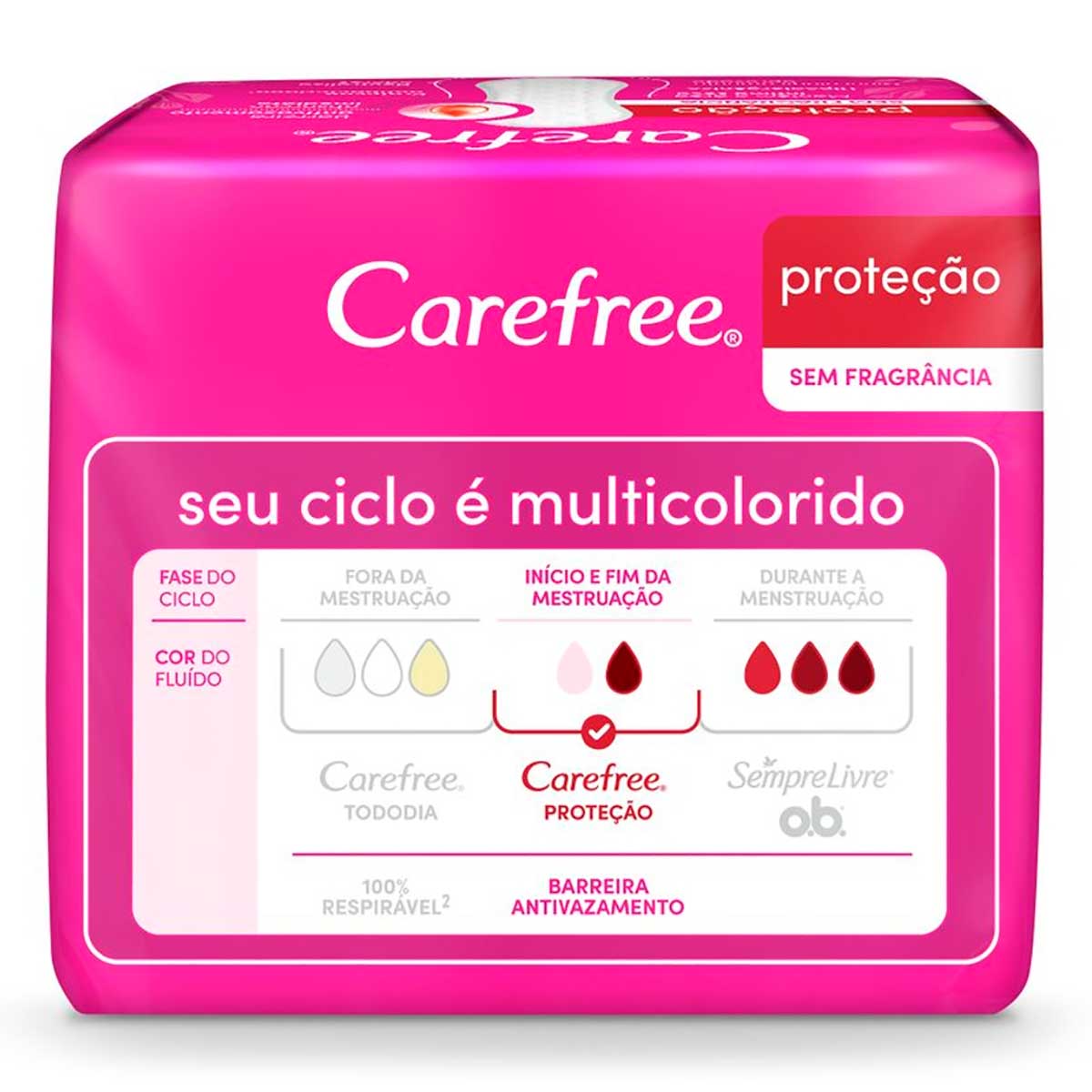 Protetor Diario Todo Dia sem Fragrancia Carefree 15 Unidadess