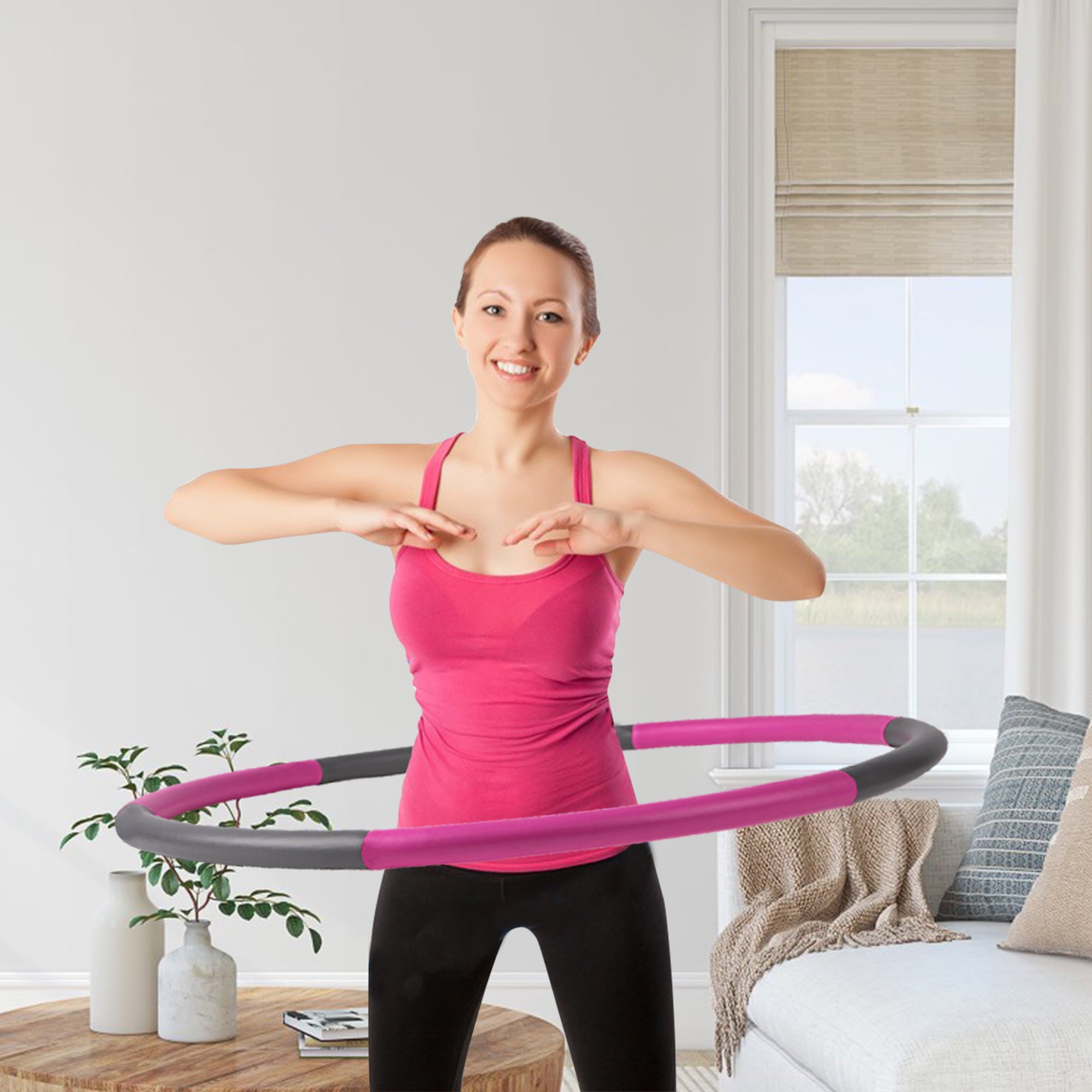 Liberry 2lb Detachable Exercise Hoop for Adults (Pink-Gray)