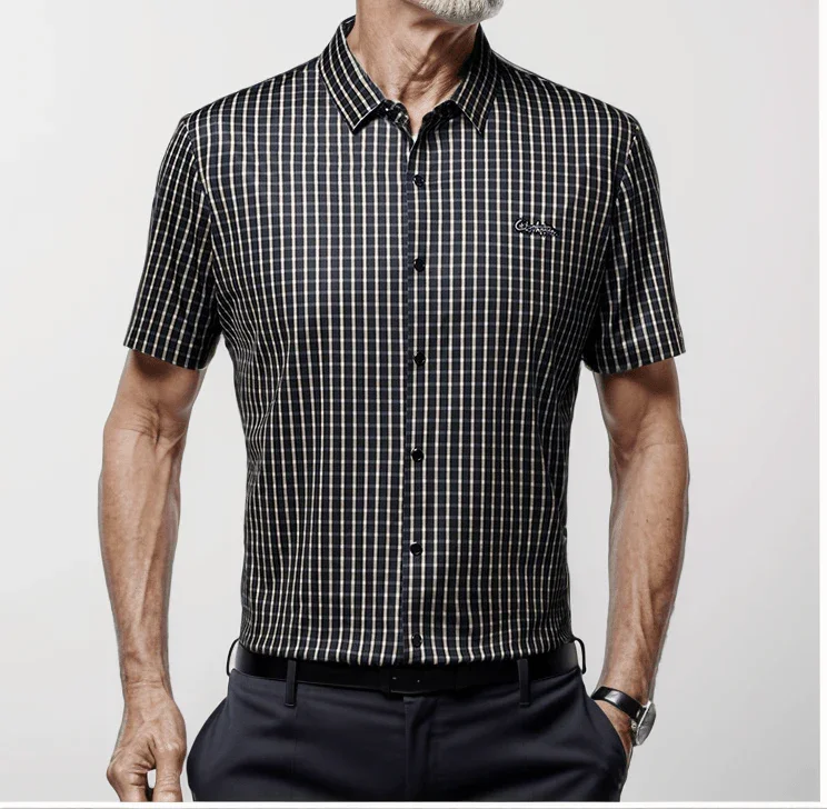 Camisa em Seda Gelo Captain™  Xadrez Náutico para o Homem de Prestígio!