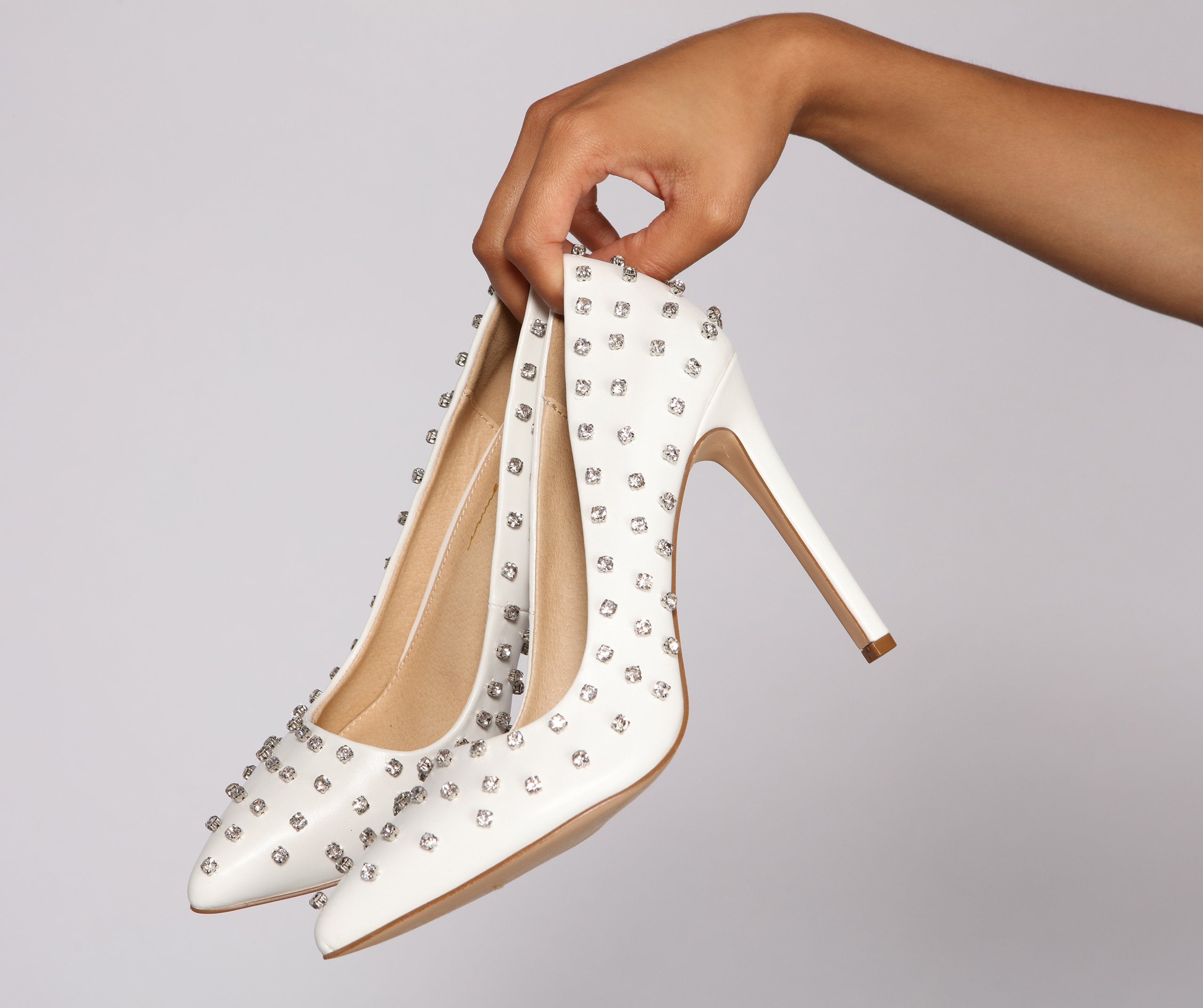 CLEARANCE - So Glam Faux Leather Rhinestone Pumps