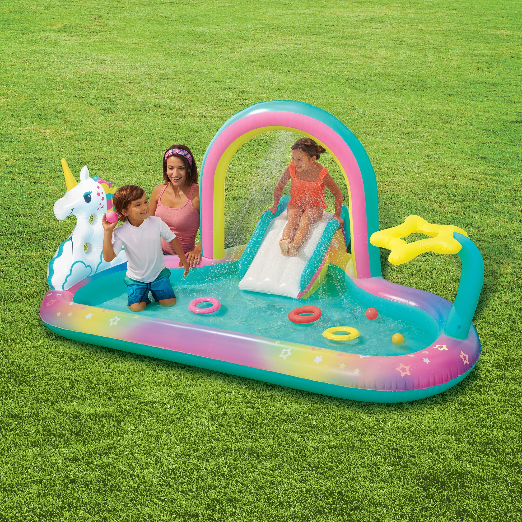 Play Day Round Inflatable Rainbow Play Center， Ages 2 and Up， Unisex