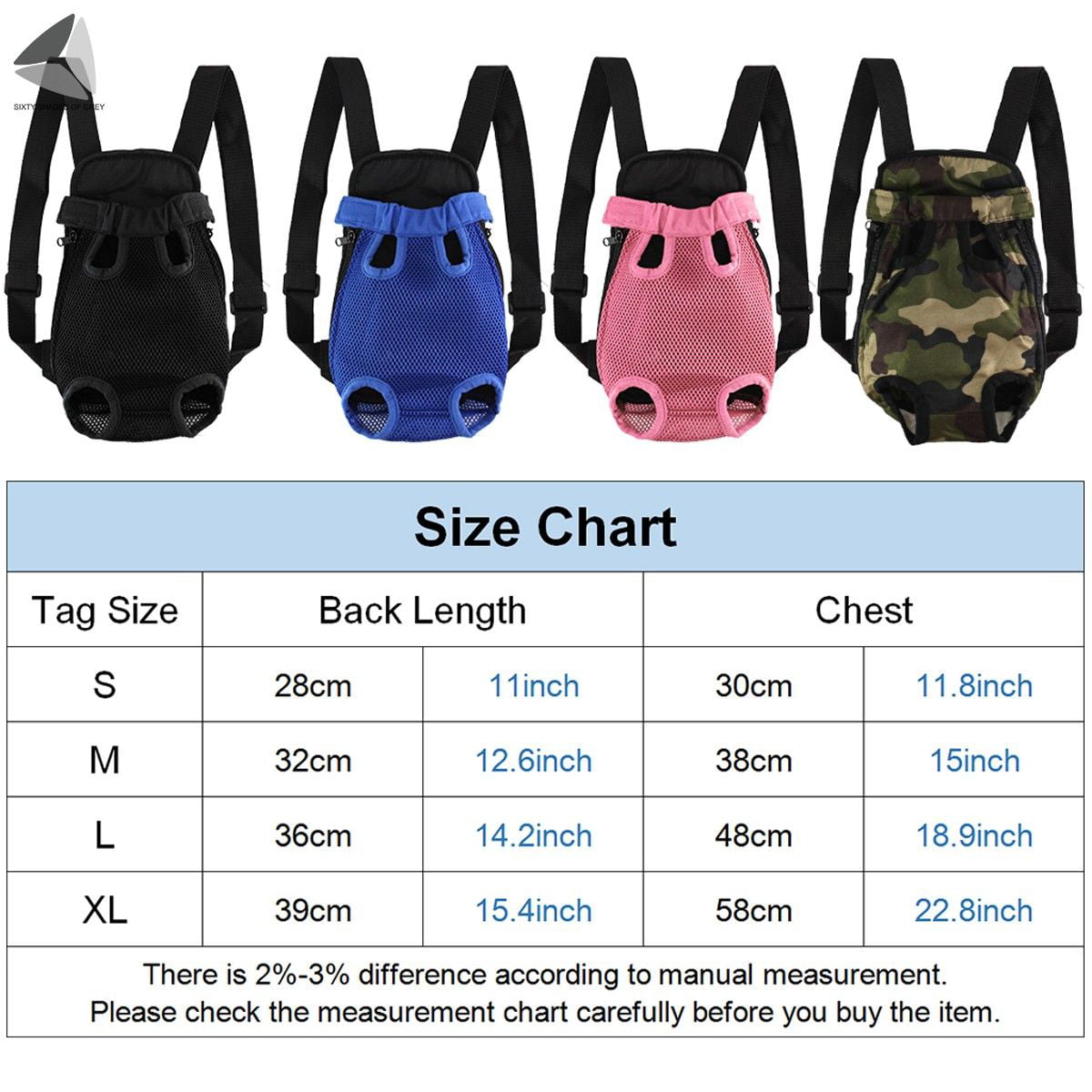 Sixtyshades Pet Dog Carrier Backpack Adjustable Puppy Travel Bag Legs Out (S， Pink)