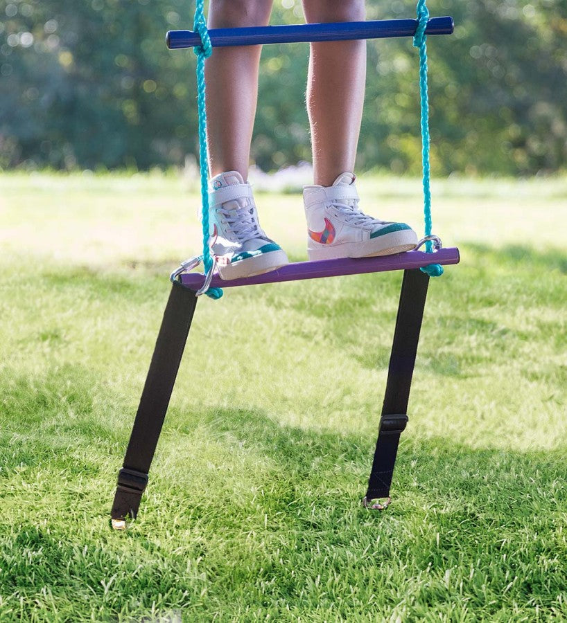 Over-the-Rainbow Climbing Rope Ladder Playground Swing Sets Tree House Accessories Sturdy Nylon Enamel Coated Smooth Metal Rungs， 6' Long