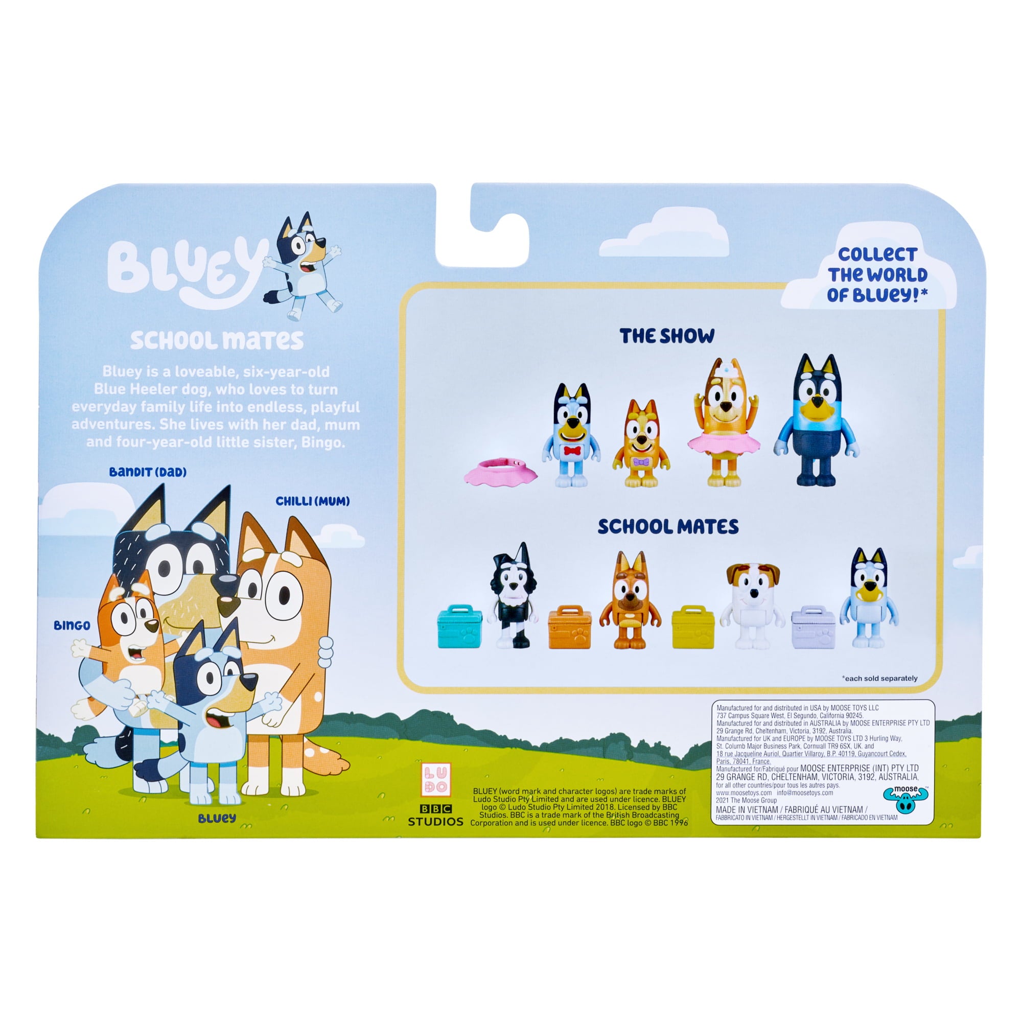 Bluey， School Friends - Bluey， Jack， Pretzel and Mackenzie ，4-Pack， 2.5-3 inch Figures， Preschool， Ages 3+