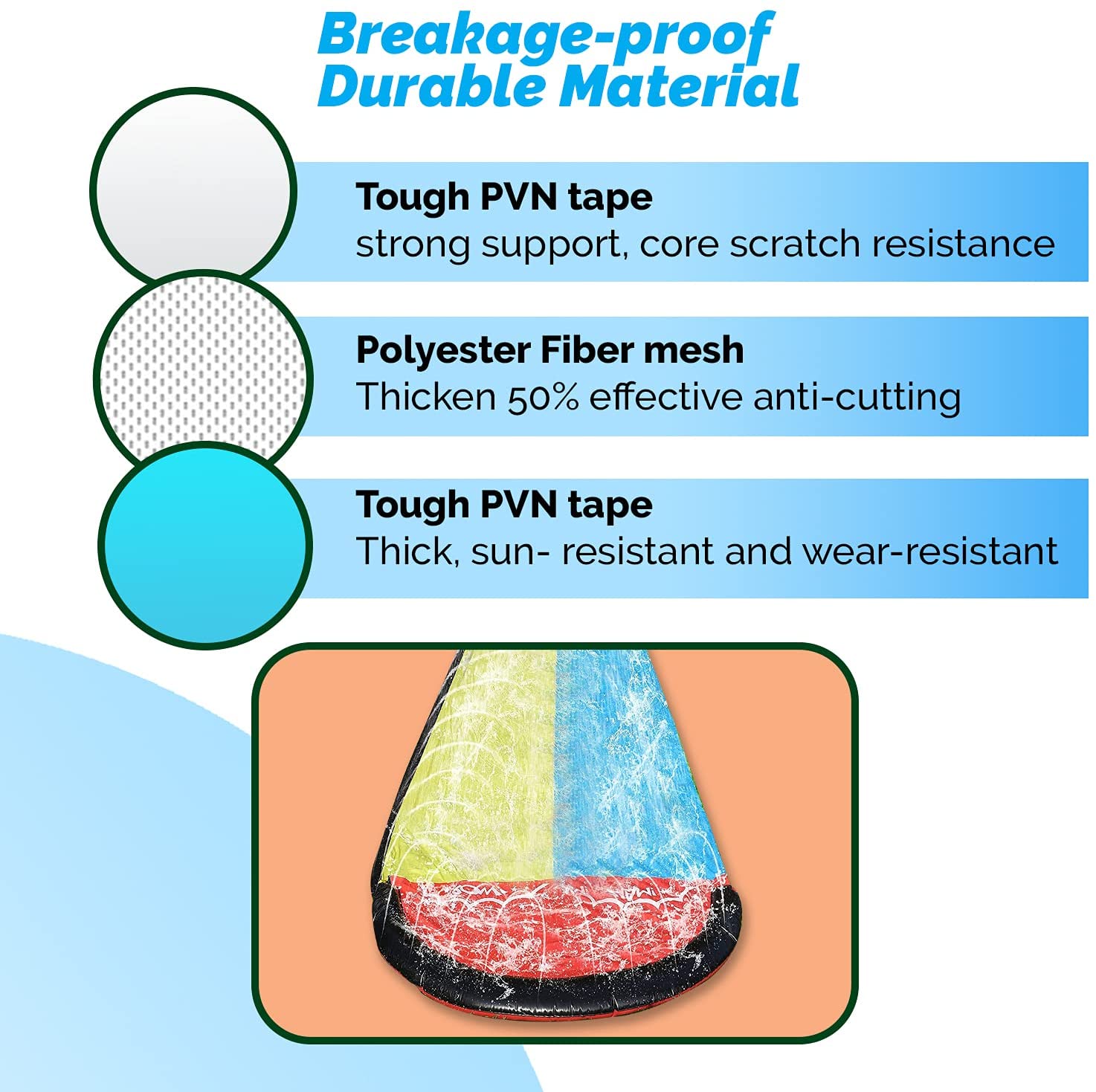 Sadie Lawn Water Slides Slip with Splash Sprinkler and Inflatable Crash Pad Backyard， Double Racing Water Slip Children Swimming Pool Games Outdoor Water Toys for Kids