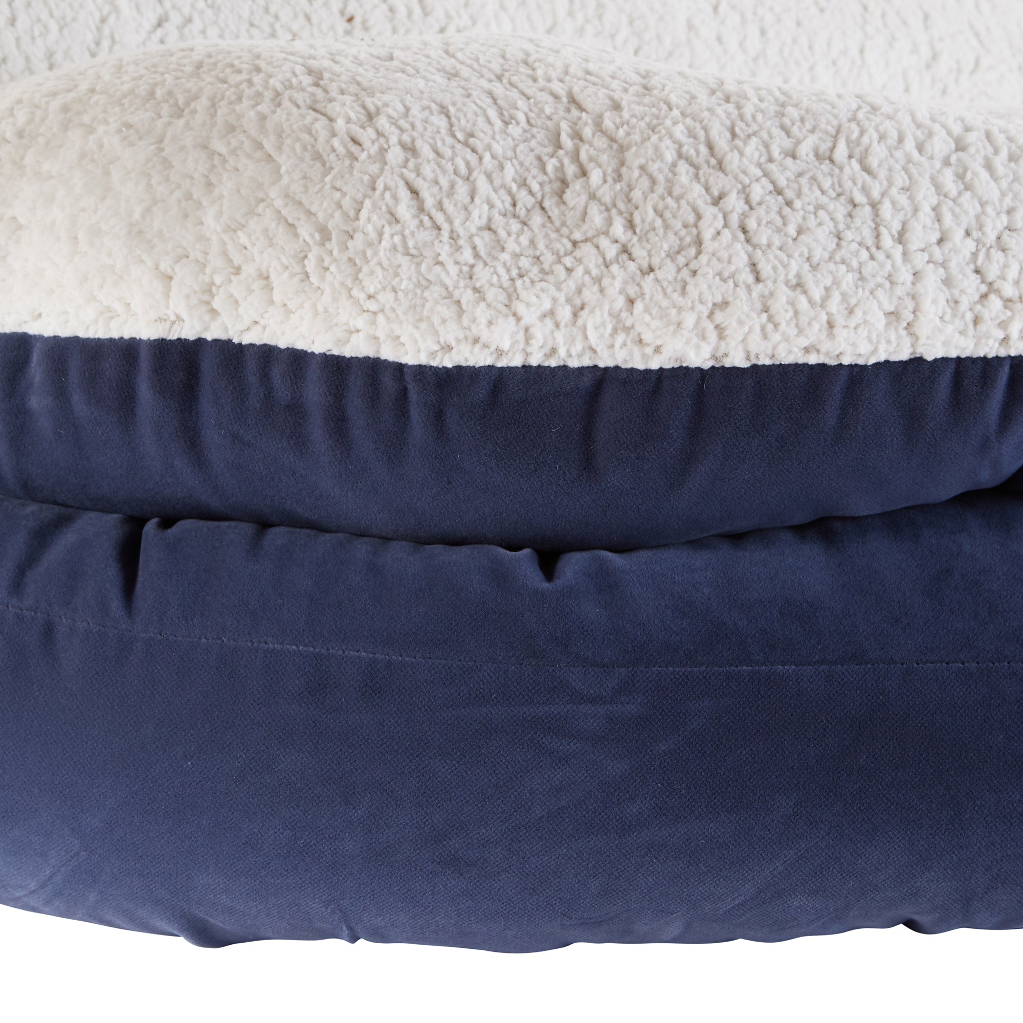 Happy Hounds Chloe Denim Sherpa Cuddler Donut Cat Bed