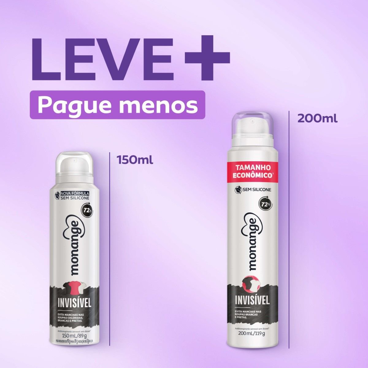 Antitranspirante Aerossol Monange Invisivel 200ml Spray Tamanho Economico