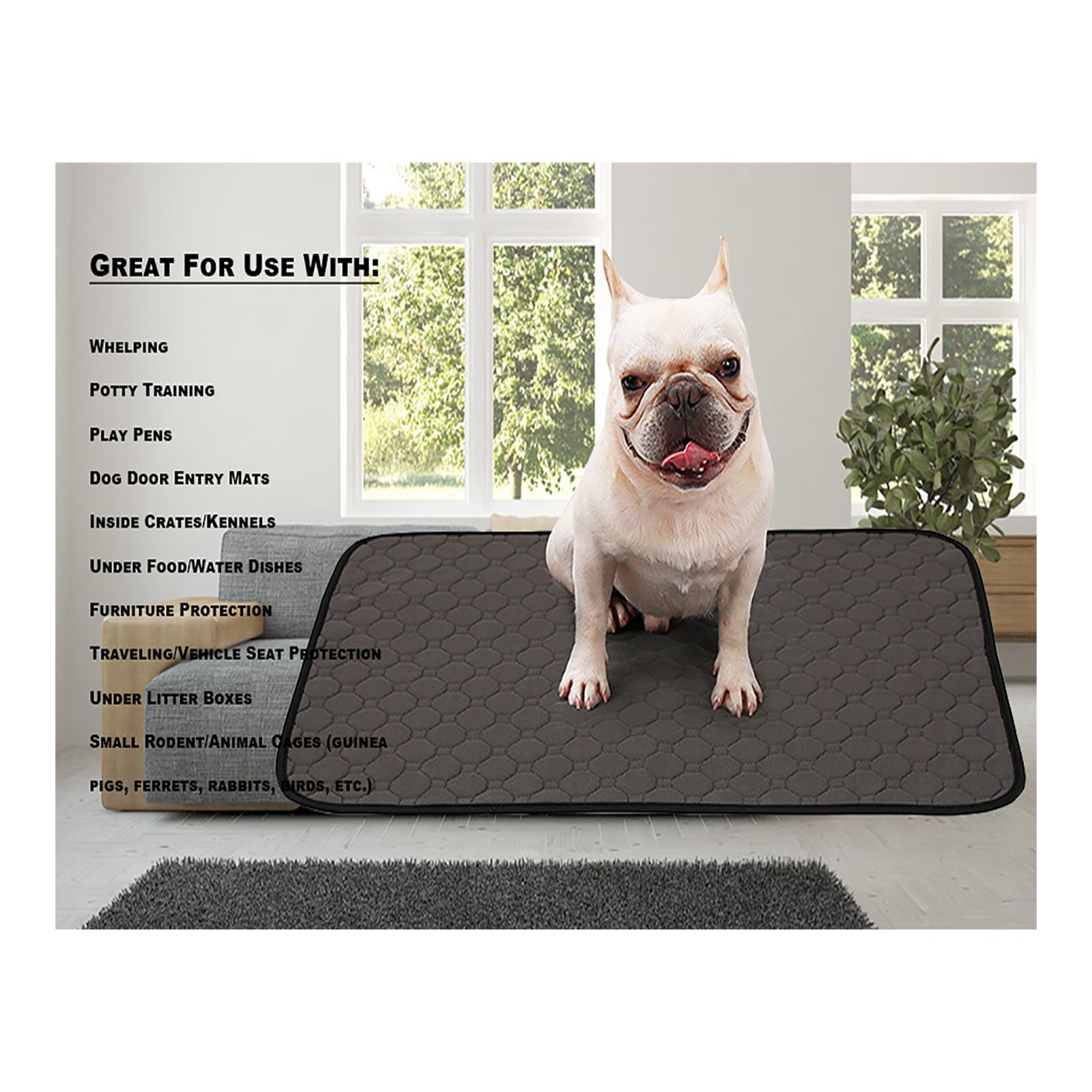 IDOMIK Dog Mat Pet Pad Waterproof Dog Bed Mat Crate Kennel Pad Sleeping Mattress for Small Medium and Large Dogs Cats Washable Pet Mat for Eating Bowls， Dog Cages， Cars and Sofa