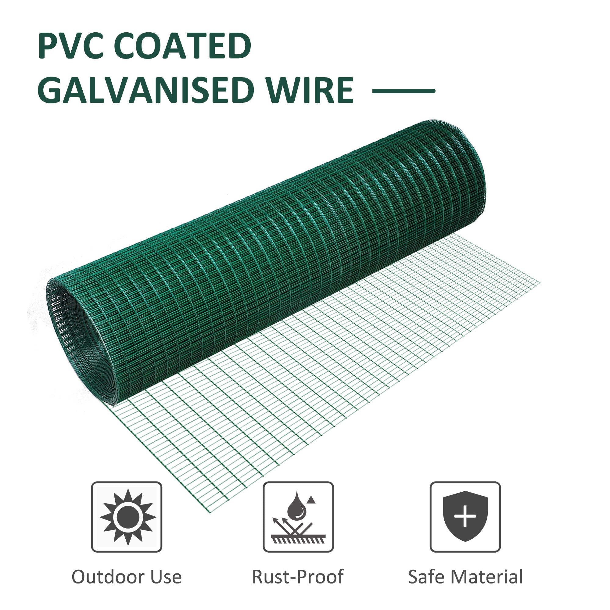 PawHut Coated Wire Mesh Fencing for Protecting Vegetables and Animals