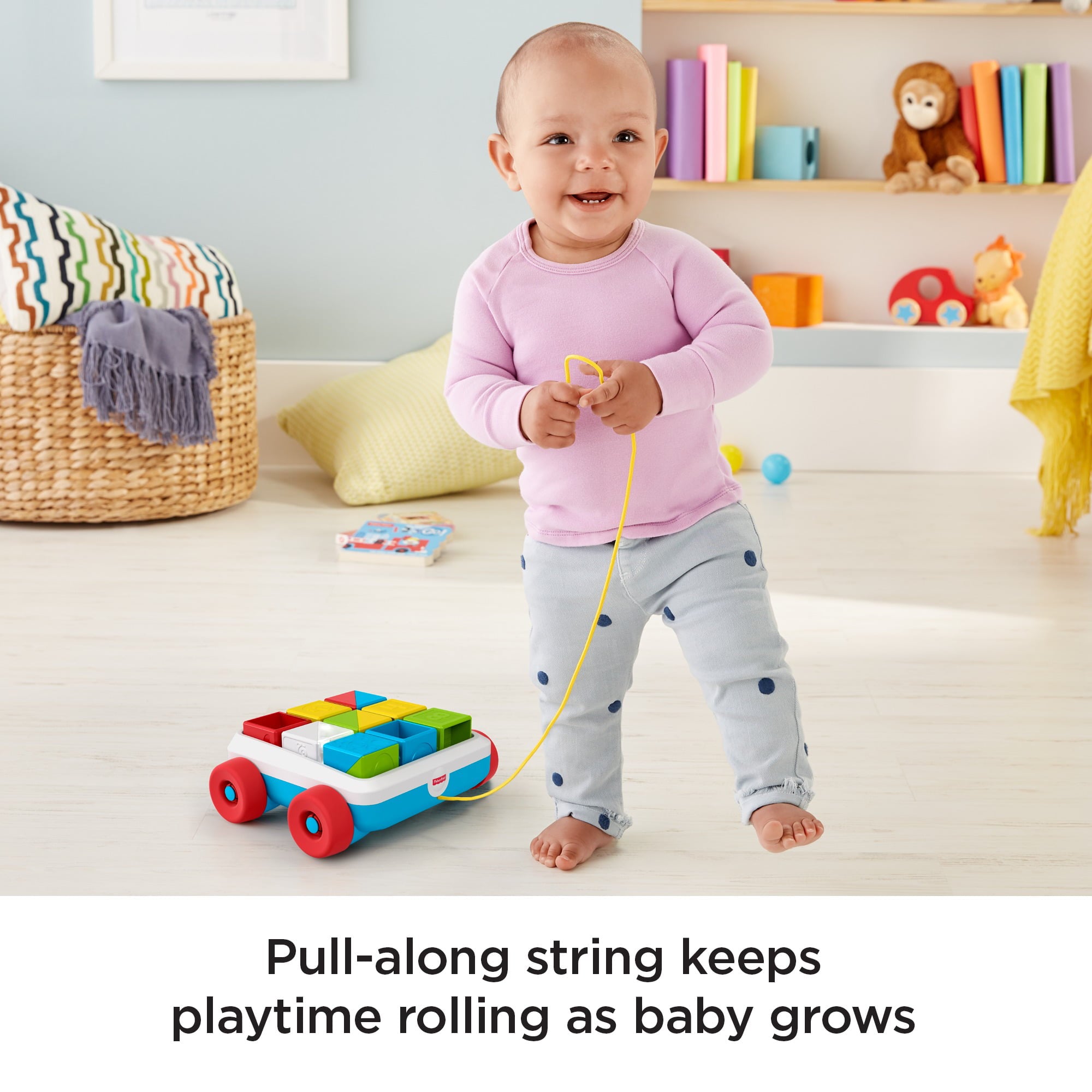 Fisher-Price Pull-Along Activity Blocks， Toy Wagon For Babies
