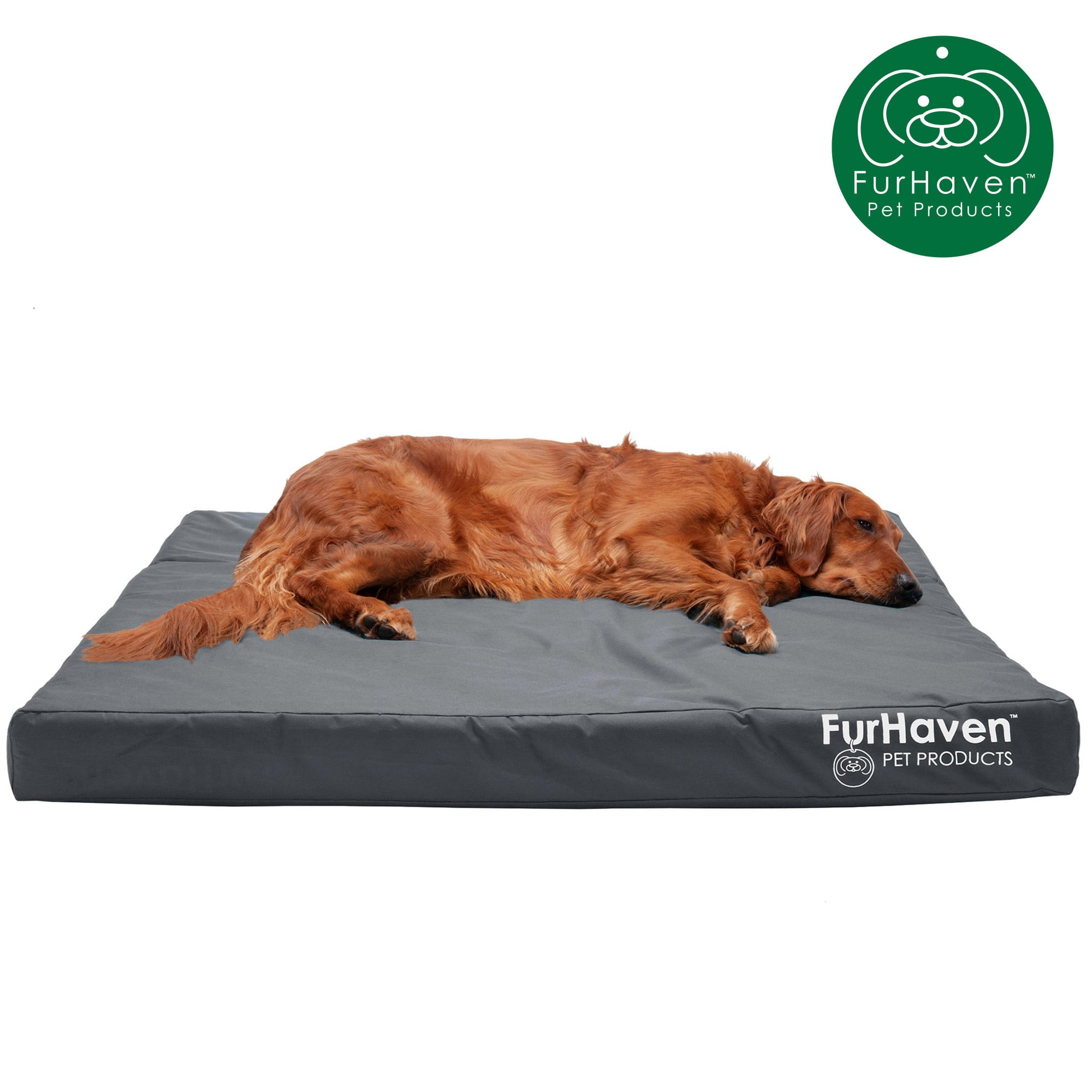 FurHaven Pet Products Deluxe Cooling Gel Memory Foam Orthopedic Oxford Indoor/Outdoor Water-Resistant Bed for Dogs and Cats， Stone Gray， Jumbo