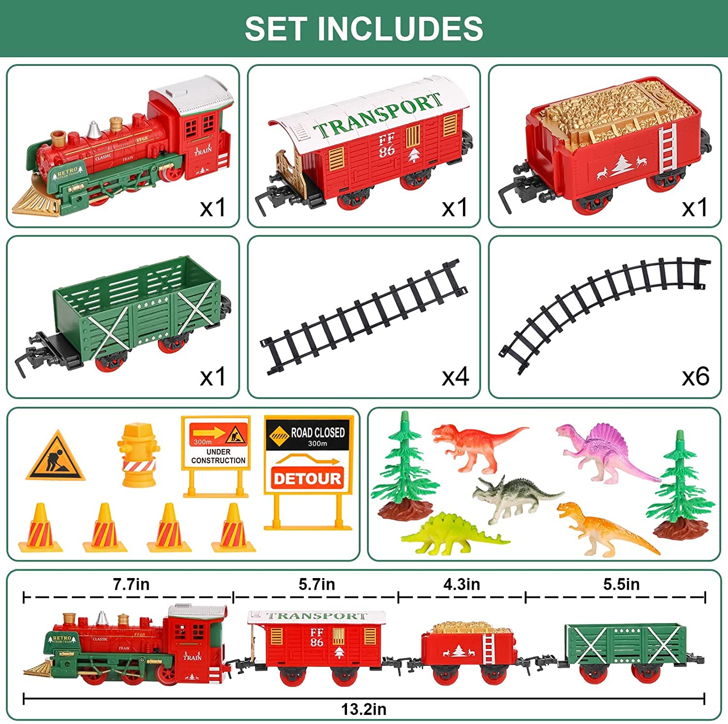 30PCS Christmas Train Toy Set， Electric Train Sets with Smoke， Sounds， Lights， Train Toy for Boys Girls