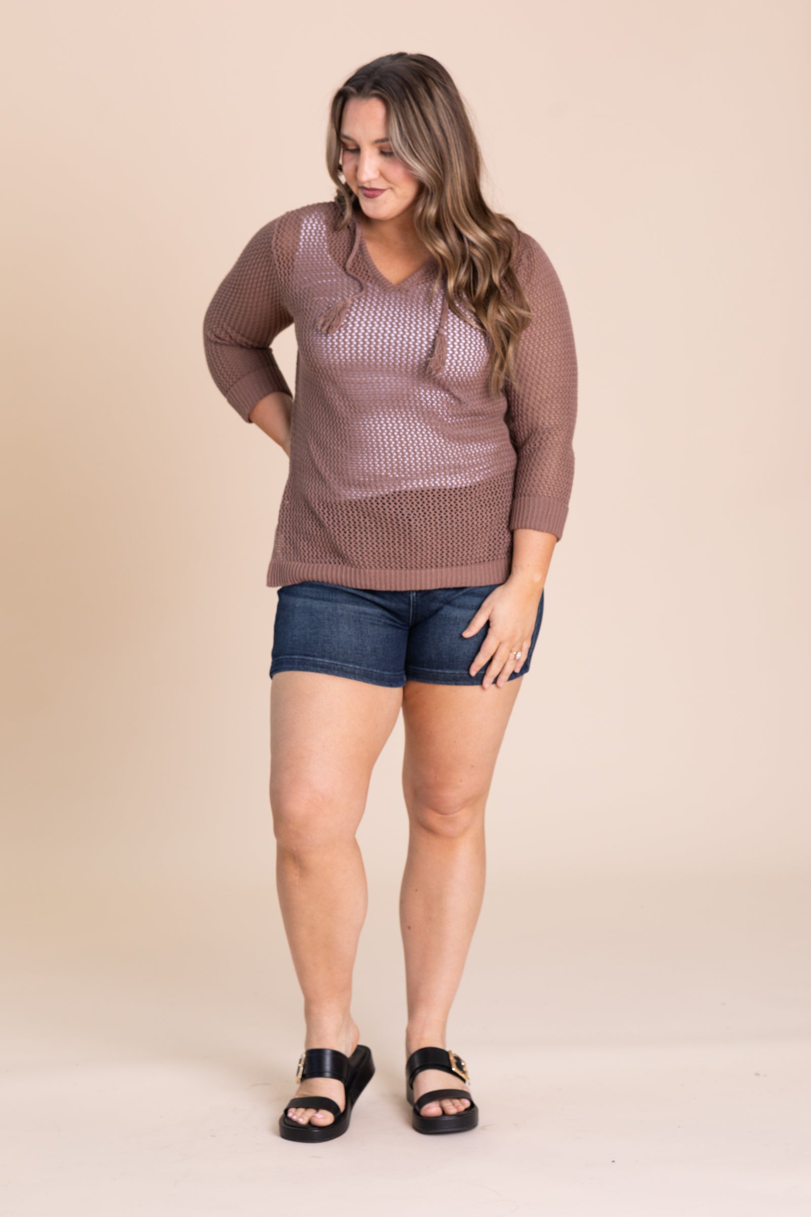 Fish Net Hoodie Lightweight Knit Top