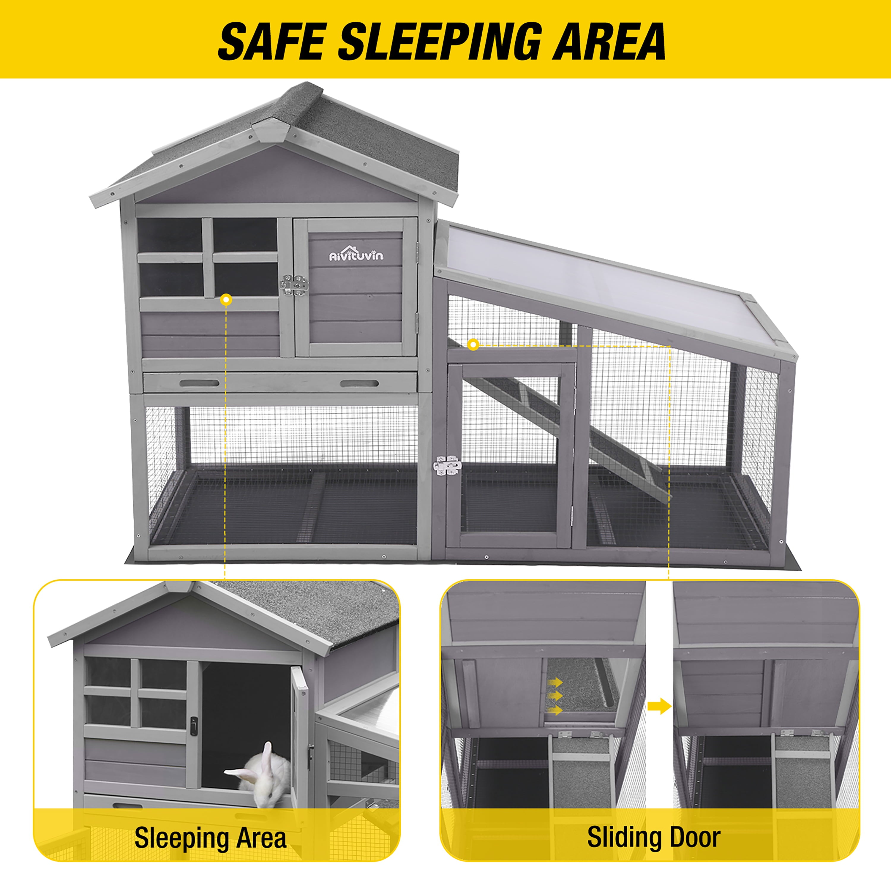 Morgete Chicken Coop for 1-2 Chickens wooden Rabbit Hutch Bunny Cage with Wire Mesh