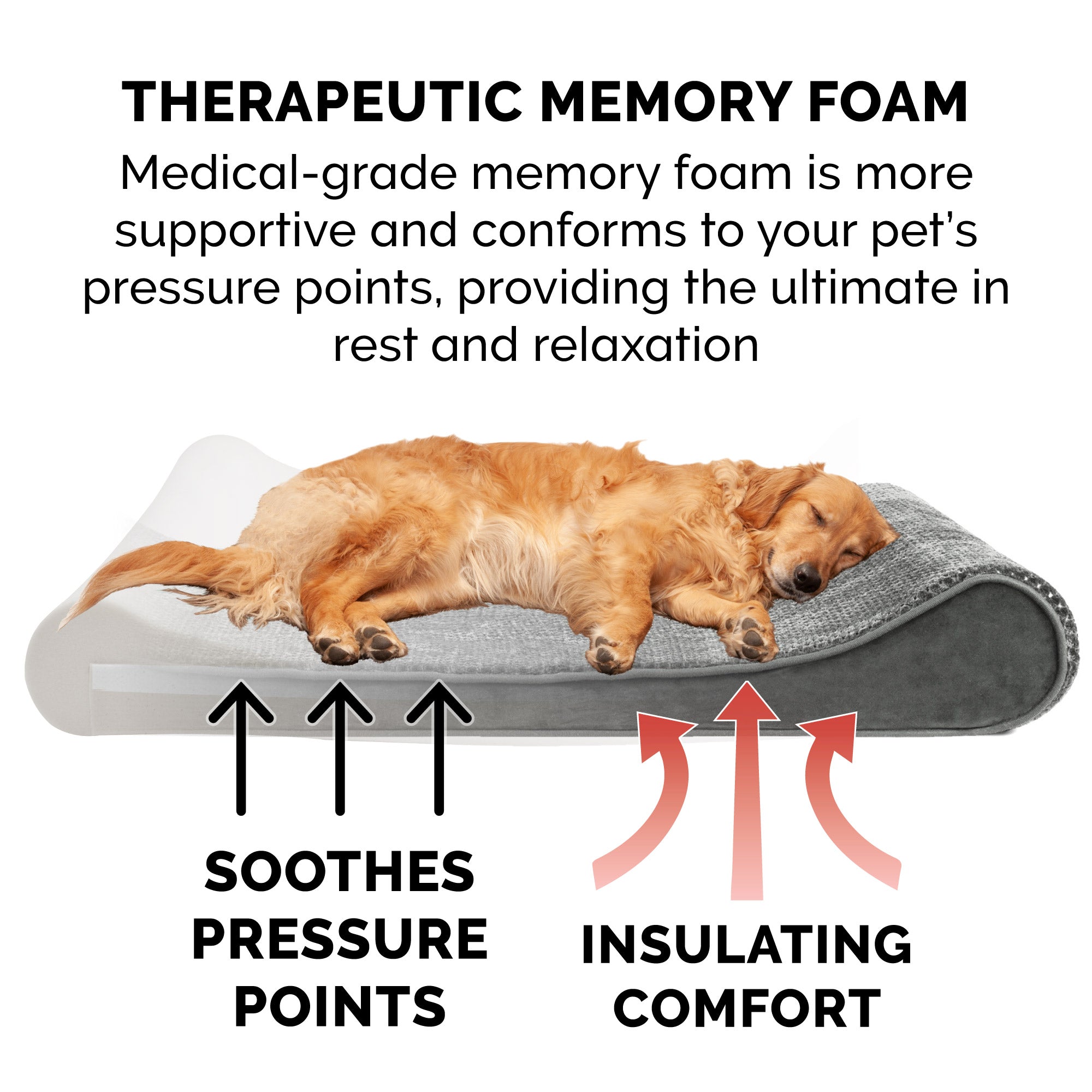 FurHaven Pet Dog Bed | Memory Foam Minky Plush and Velvet Luxe Lounger Pet Bed for Dogs and Cats， Gray， Medium