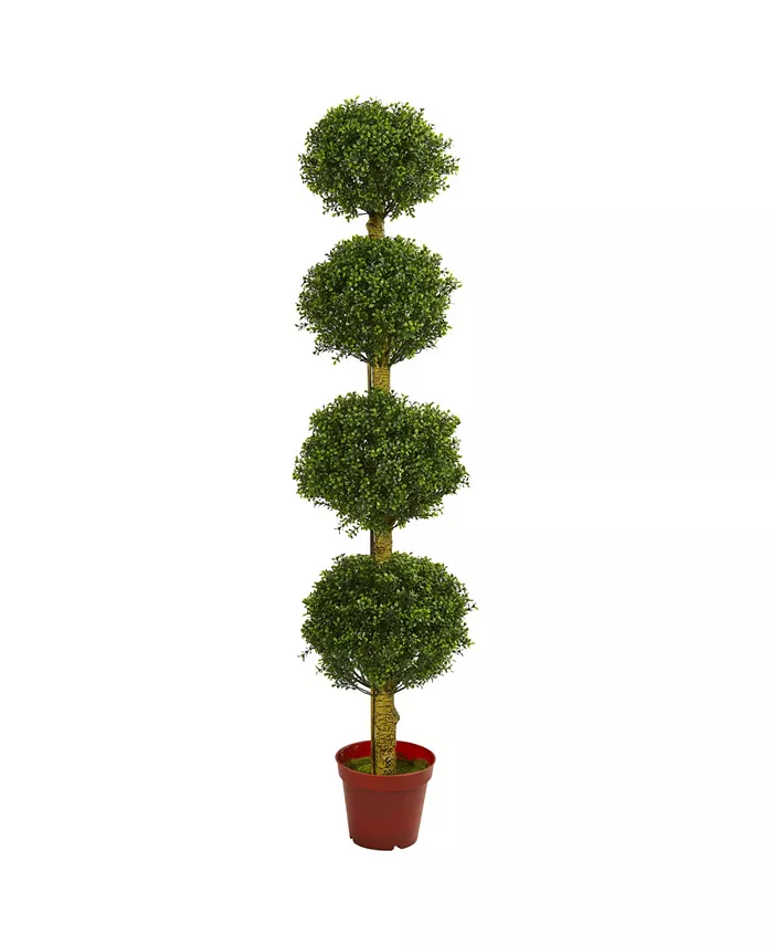 Nearly Natural 6' Boxwood 4-Tier Topiary UV-Resistant Indoor Outdoor Artificial Tree