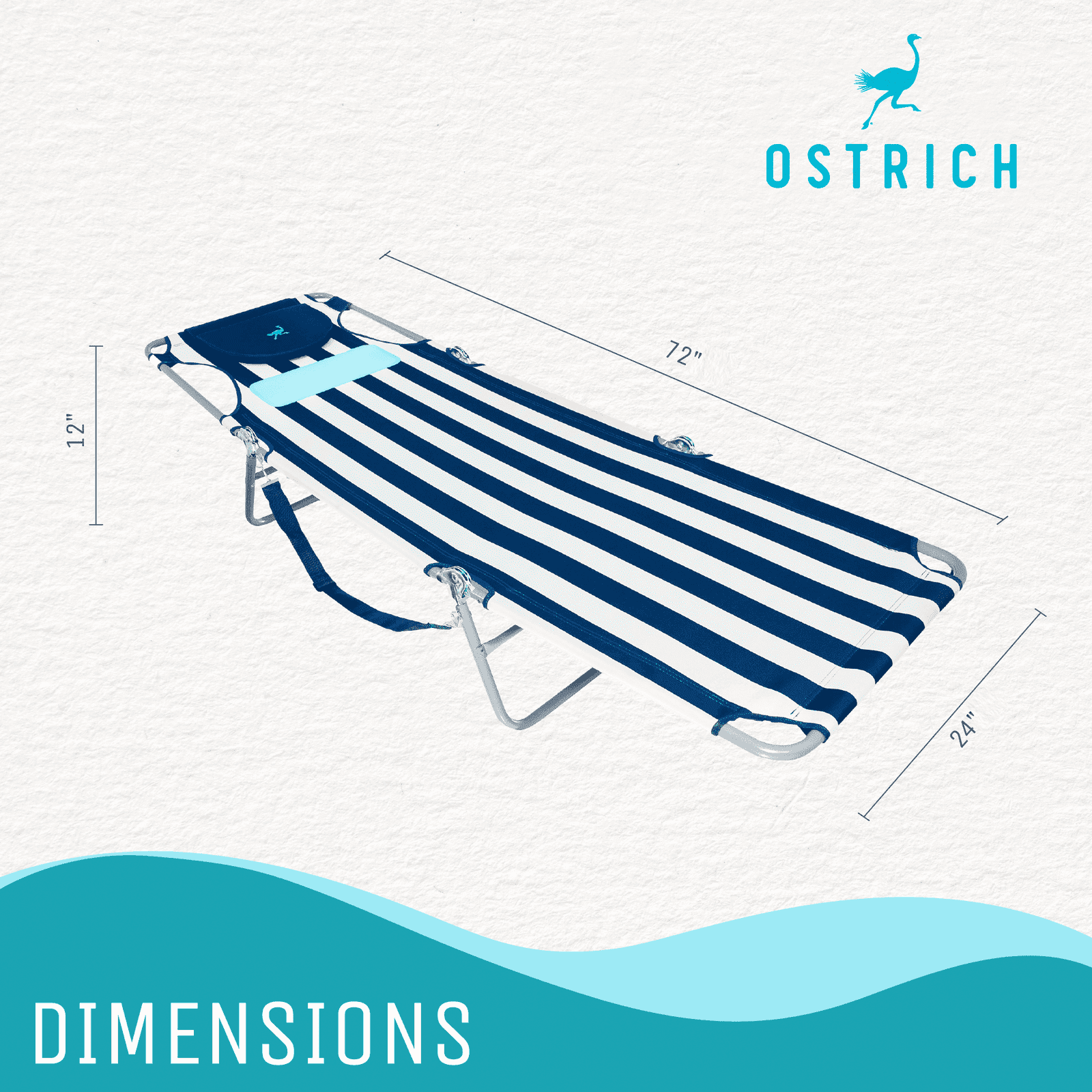 Ostrich Comfort Lounger Face Down Sunbathing Chaise Lounge Beach Chair， Stripes