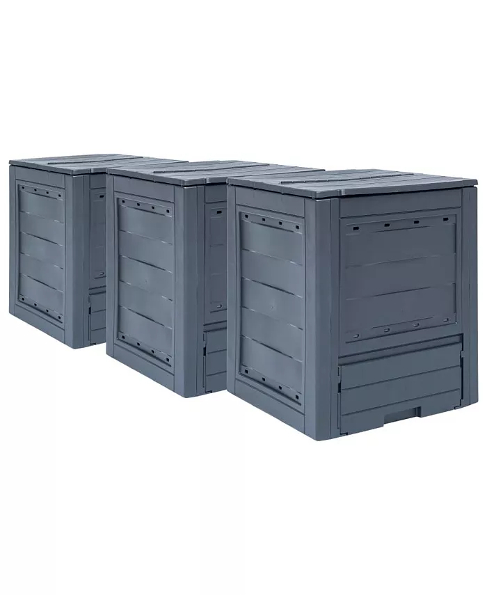 vidaXL Garden Composters 3 pcs Gray 23.6