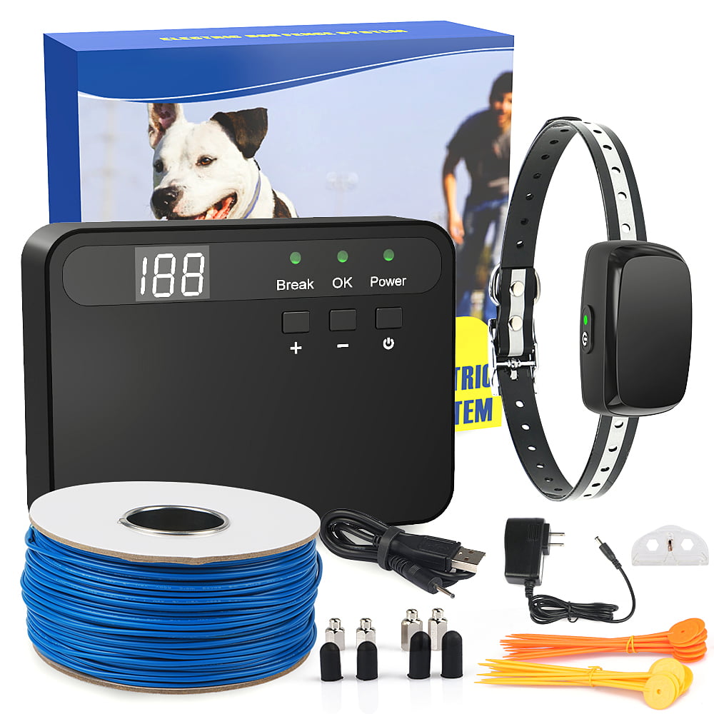 MASBRILL Electric Dog Fence， Underground Electric Dog Fence Rechargeable Dog Fence for Small Medium Large Dogs， 650 Ft Wire with 1 Collars