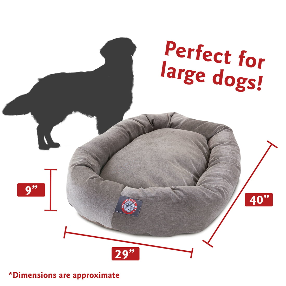 Majestic Pet | Villa Velvet Bagel Pet Bed For Dogs， Vintage， Large