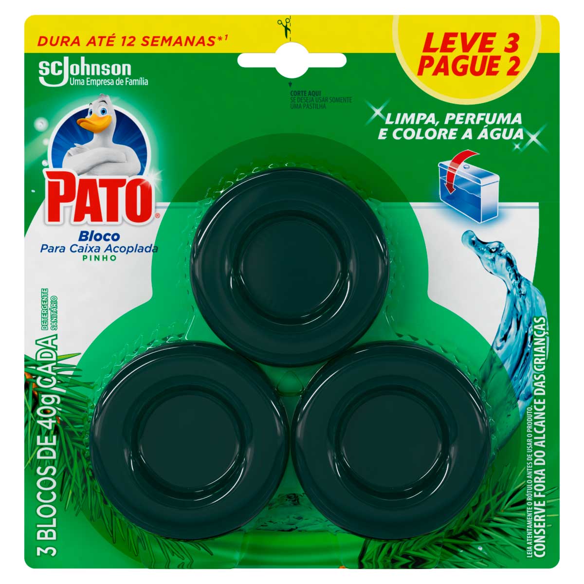 Desodorizador Sanitario Pato Caixa Acoplada Pinho 40g Leve 3 Pague 2