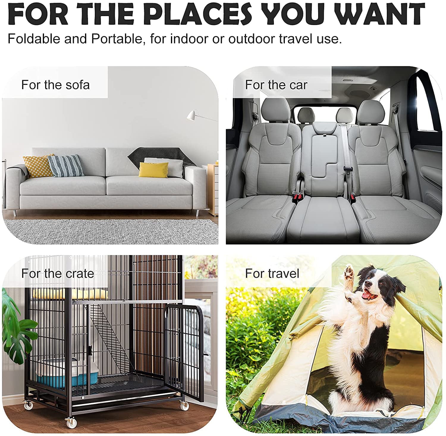 PROCIPE Pet Bed Washable Dog Crate Mat Anti-Slip Kennel Pads 42 inch Dark Grey