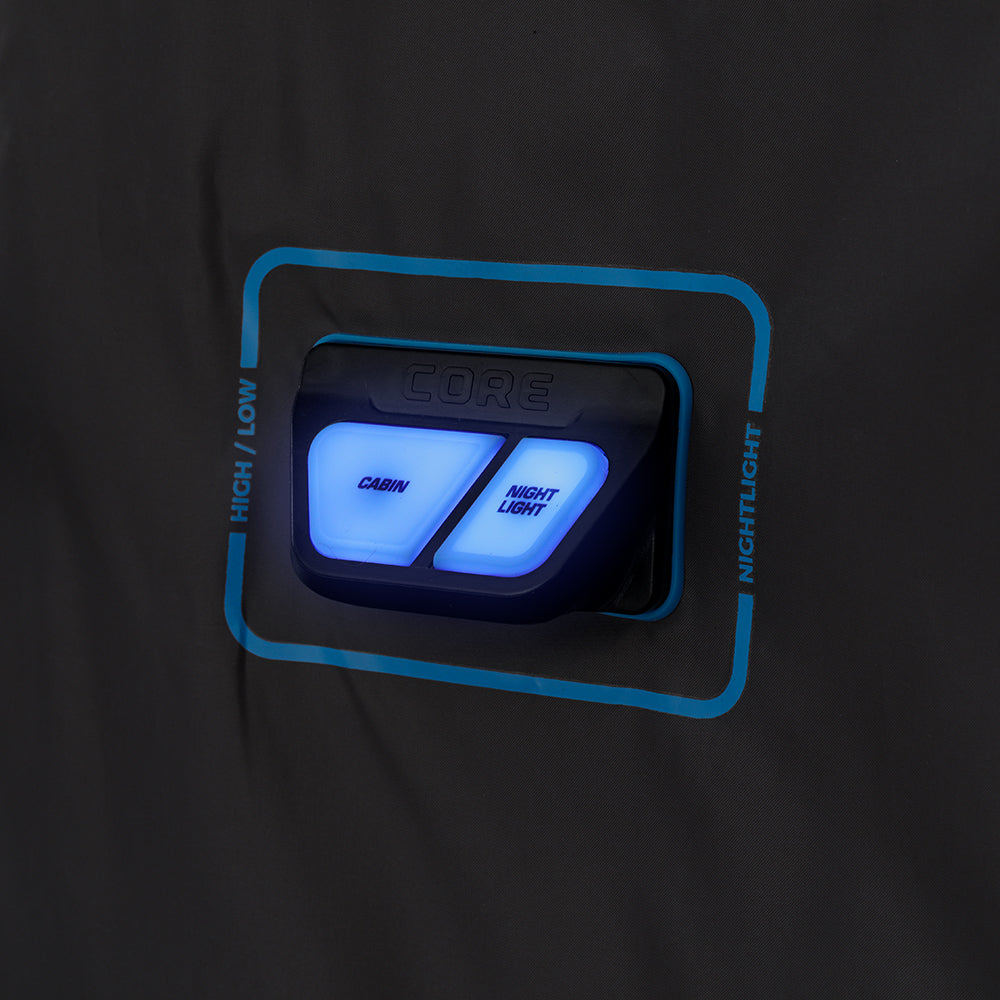 Core Equipment 14' x 10' Lighted Instant Cabin Tent with Screen Room， Sleep 10