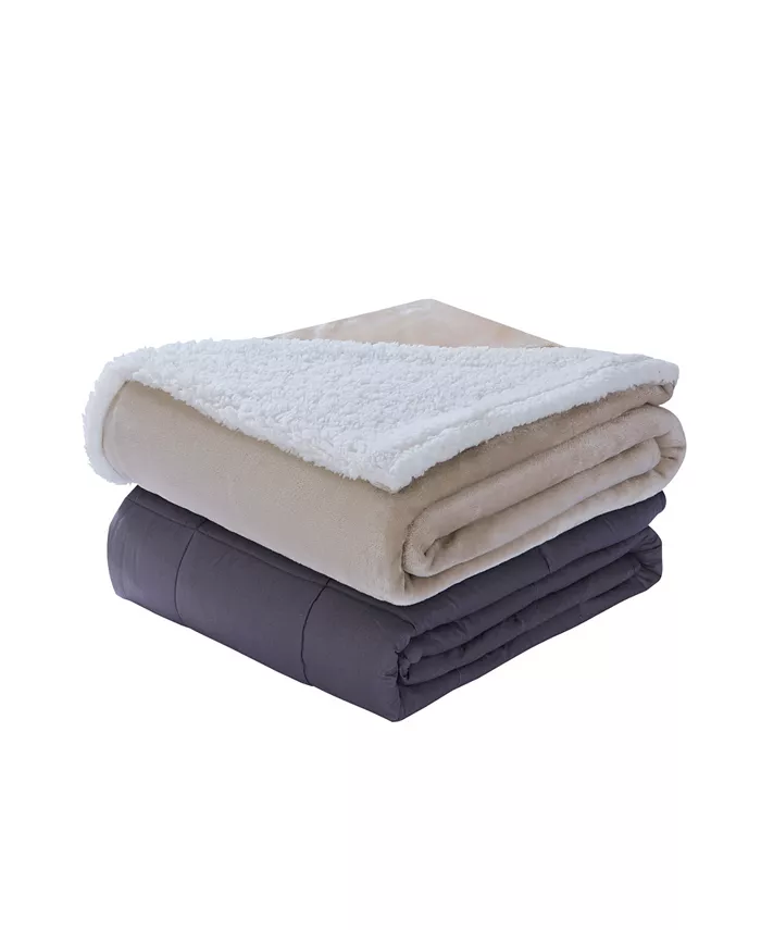 DreamLab Soft Sherpa Reversible 15lb Weighted Blanket with Washable Cover