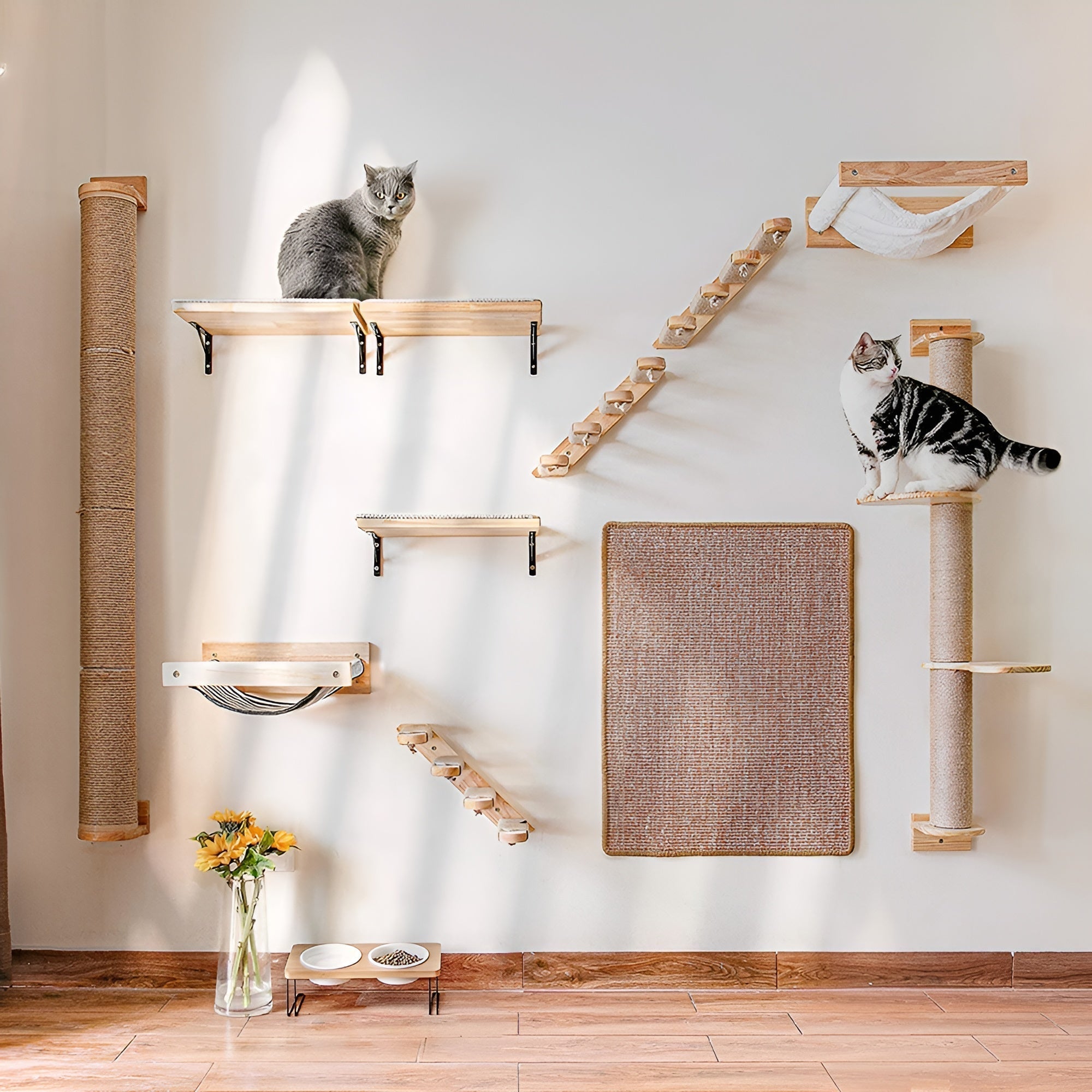 PurrMount Board | Wall-Mounted Cat Climbing Shelf with Scratching Post