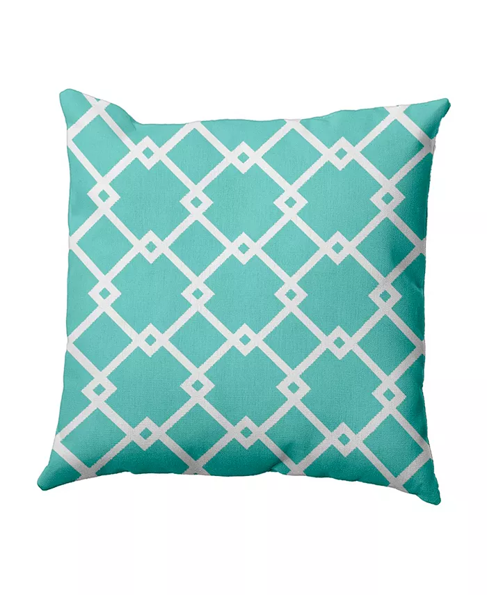 E by Design 16 Inch Aqua Decorative Trellis Print Throw Pillow