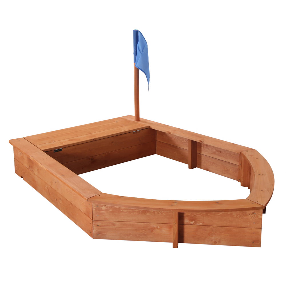 OWSOO Wooden Sandboat Backyard Sandboxes