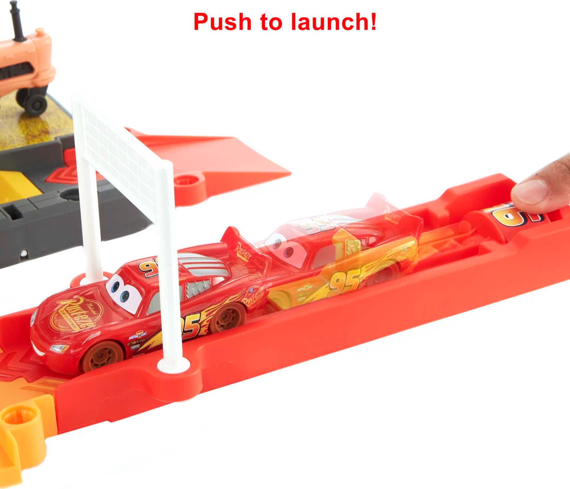Disney and Pixar Cars Race and Go Playset with Lightning McQueen Toy Car and 2-in-1 Storage Tub