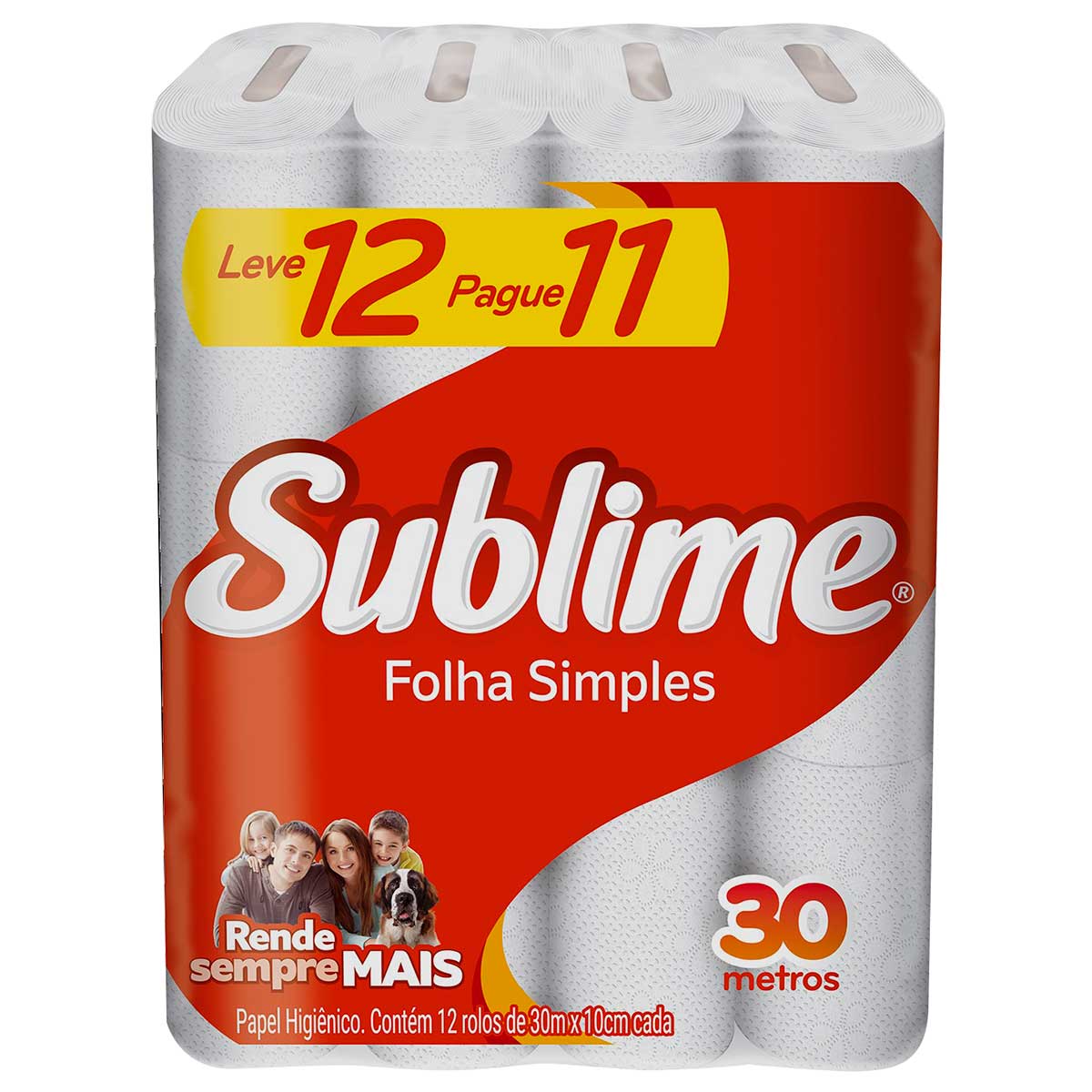 Papel Higienico Folha Simples 30m Sublime Leve 12 Pague 11