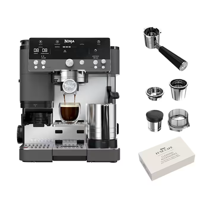 Ninja LUXE CAFÉ Premier Series, máquina de expresso, máquina de café a gotas e cerveja rápida a frio, moinho integrado, manuseio assistido, batedor mãos livres, para cappuccinos e lattes, laticínios