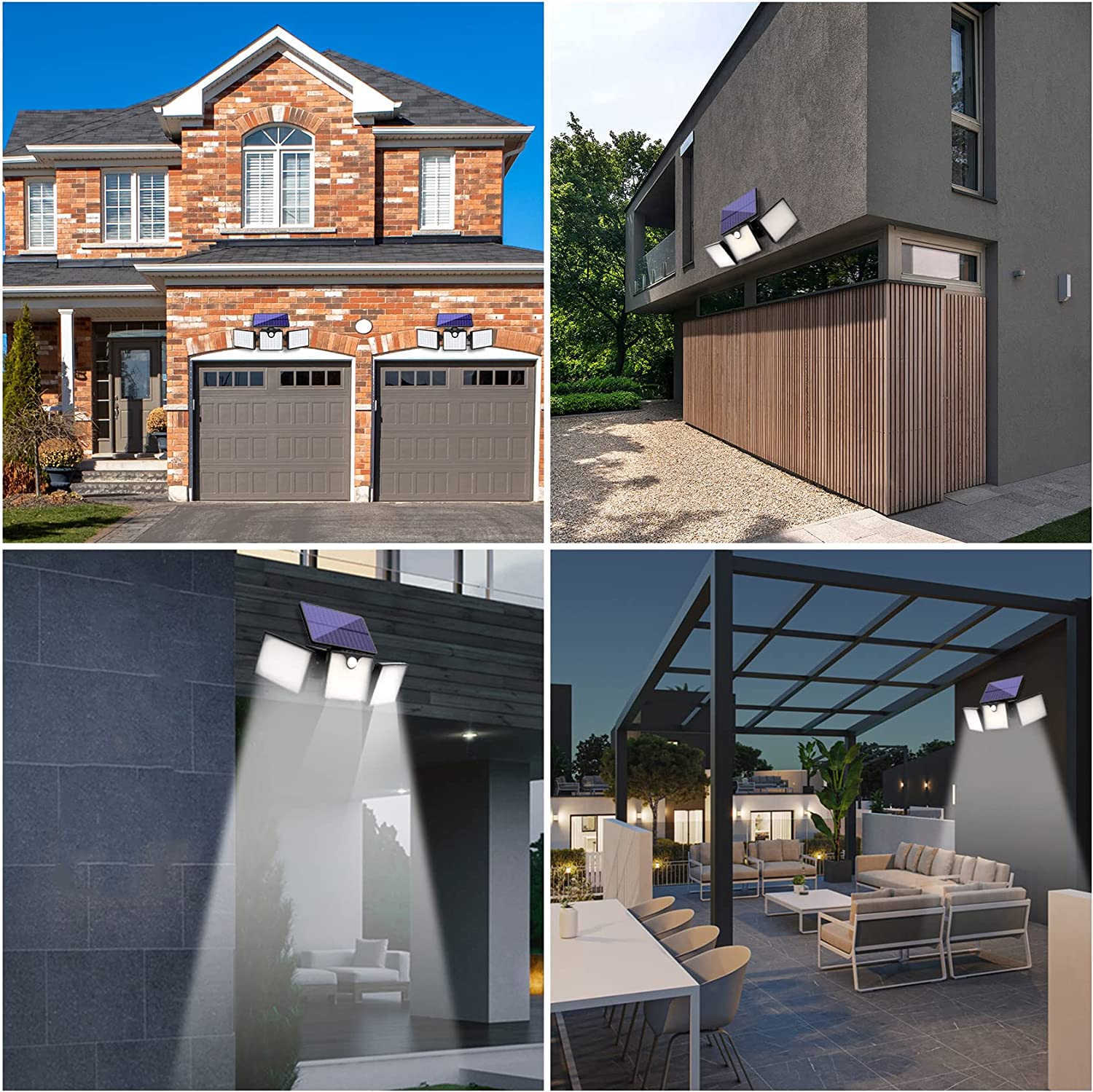 Ucgg Solar Light Outdoor， 1050Lm 299 LED Solar Flood Lights Adjustable 3 Head 270° Lighting with Motion Sensor， IP65 Waterproof for Porch Yard Exterior Wall -1Pack