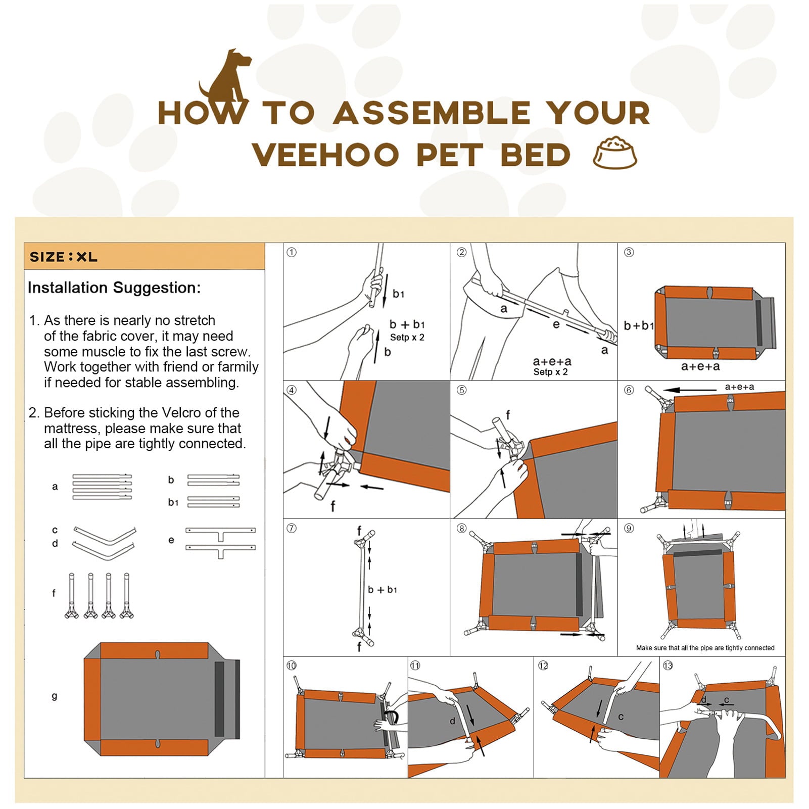 Veehoo Cooling Elevated Dog Bed， Portable Raised Pet Cot with Washable Mesh， X Large， Black Silver