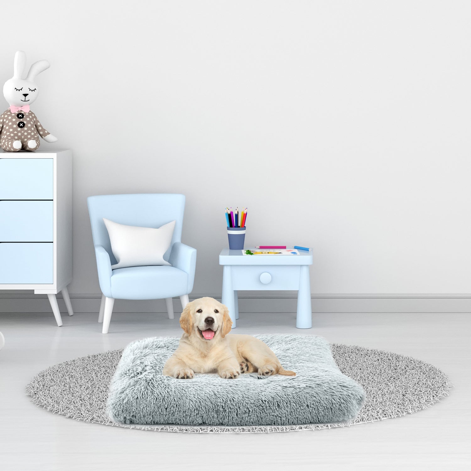 Precious Tails Eyelash Faux Fur Tufted Cat Dog Mat - Large