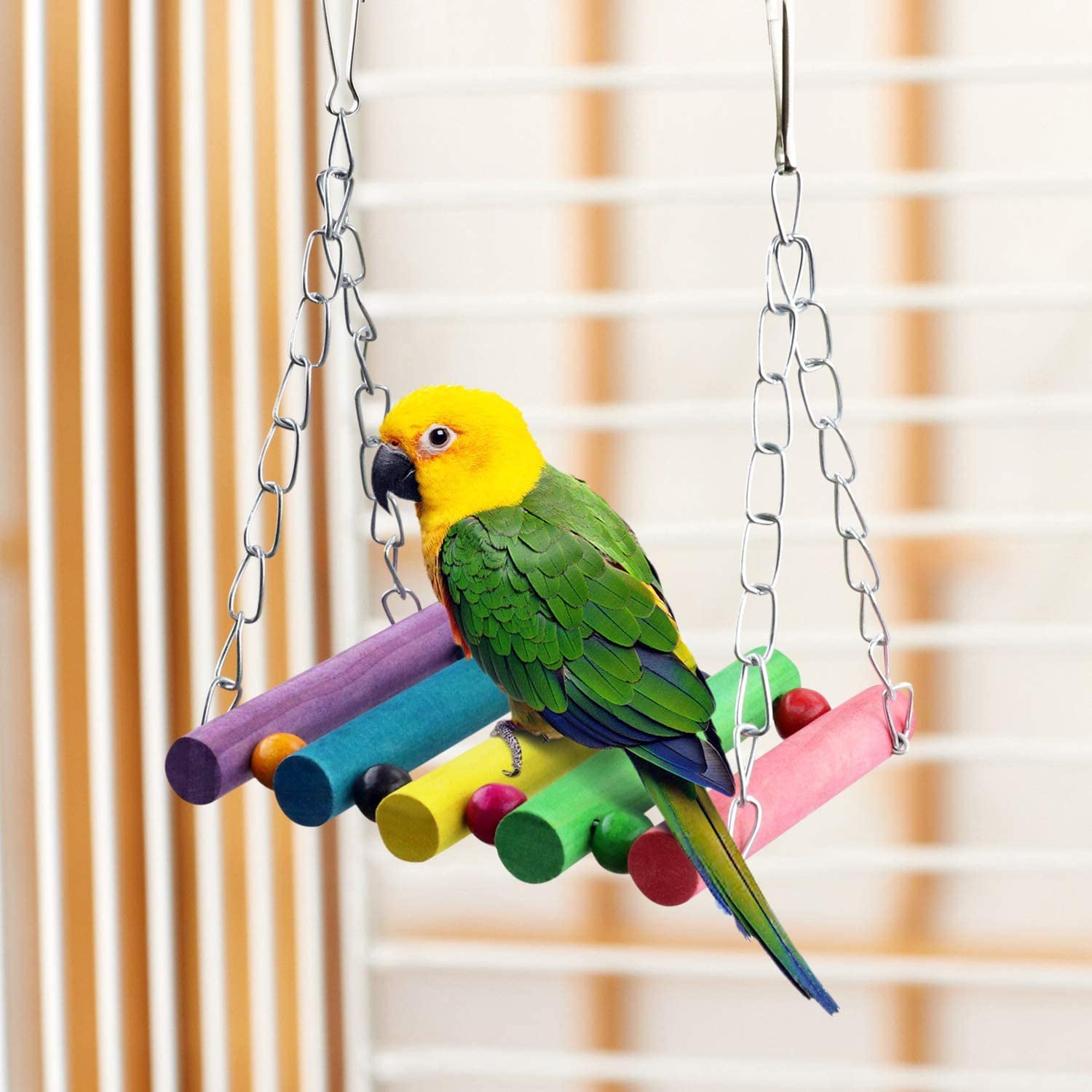 ZITA ELEMENT Bird Toys 8 Pack Parrot Toys for Small Parakeets Cockatiels Conures Finches Swing Chewing Hanging Bell Cage Hammock Toy