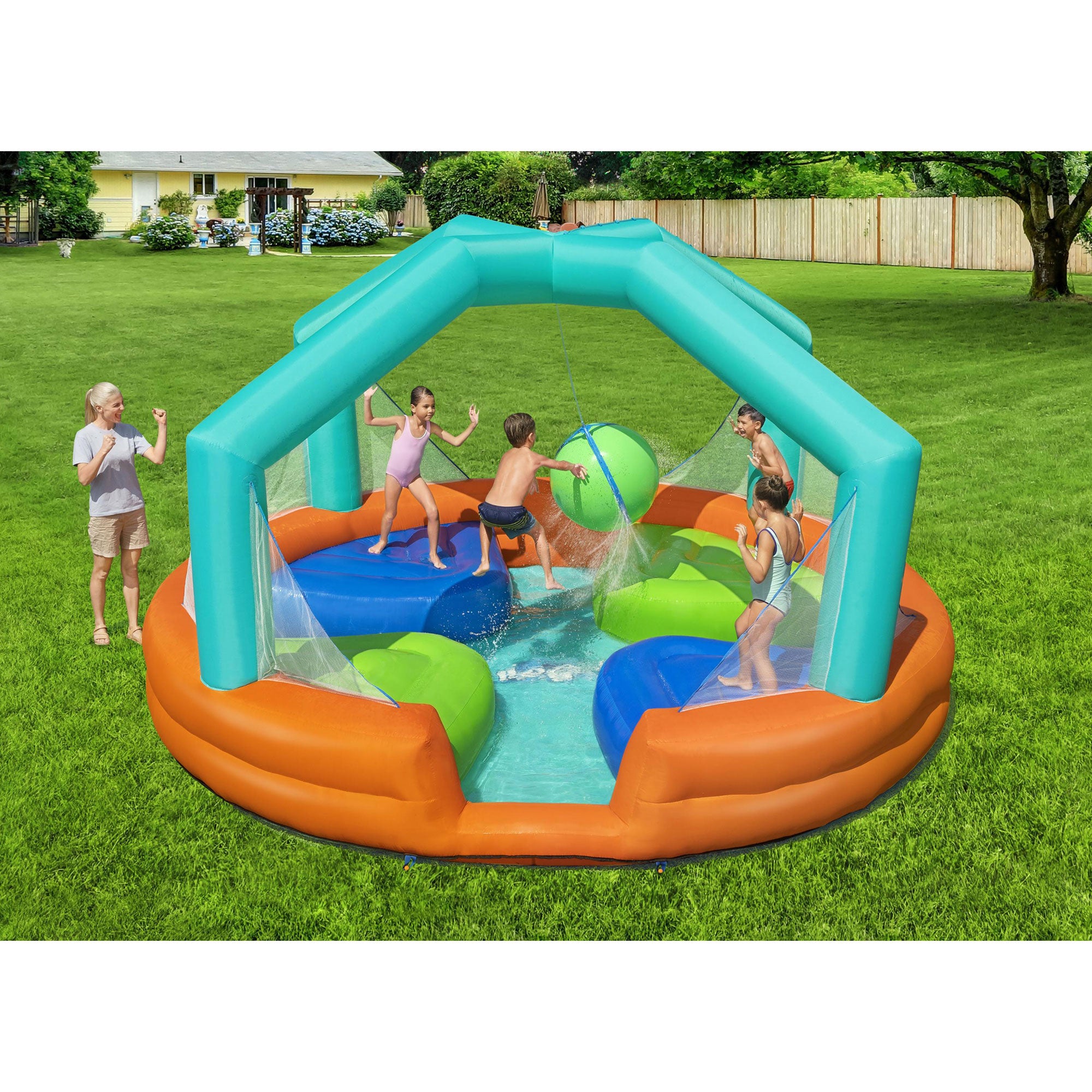 Bestway H2OGO! Dodge and Drench Kids Inflatable Water Park with Air Blower