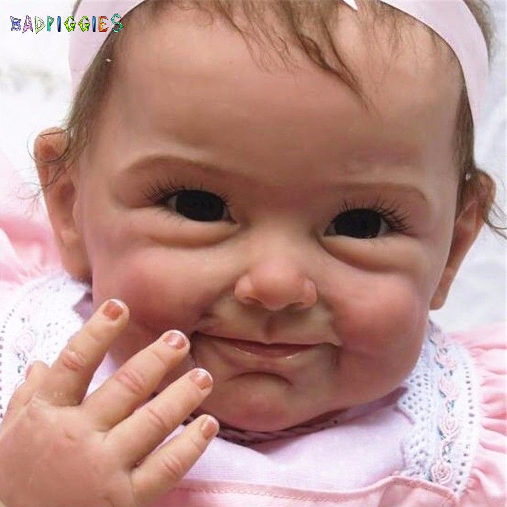 BadPiggies 22" 55cm Lifelike Dress Reborn Baby Doll Girls Silicone Vinyl Weighted Body Xmas Gift for Ages 3+