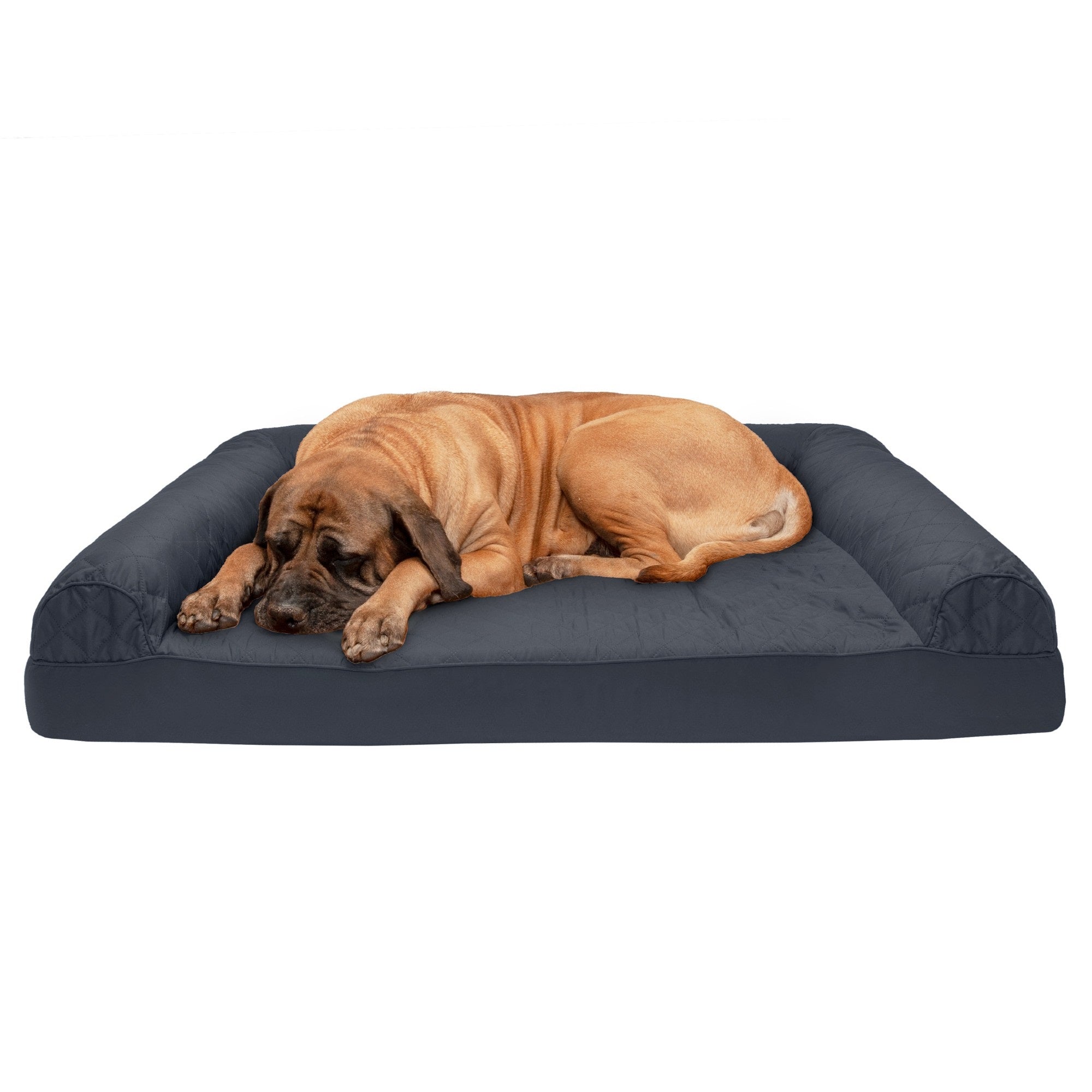 FurHaven | Cooling Gel Quilted Sofa Pet Bed for Dogs and Cats， Iron Gray， Jumbo Plus